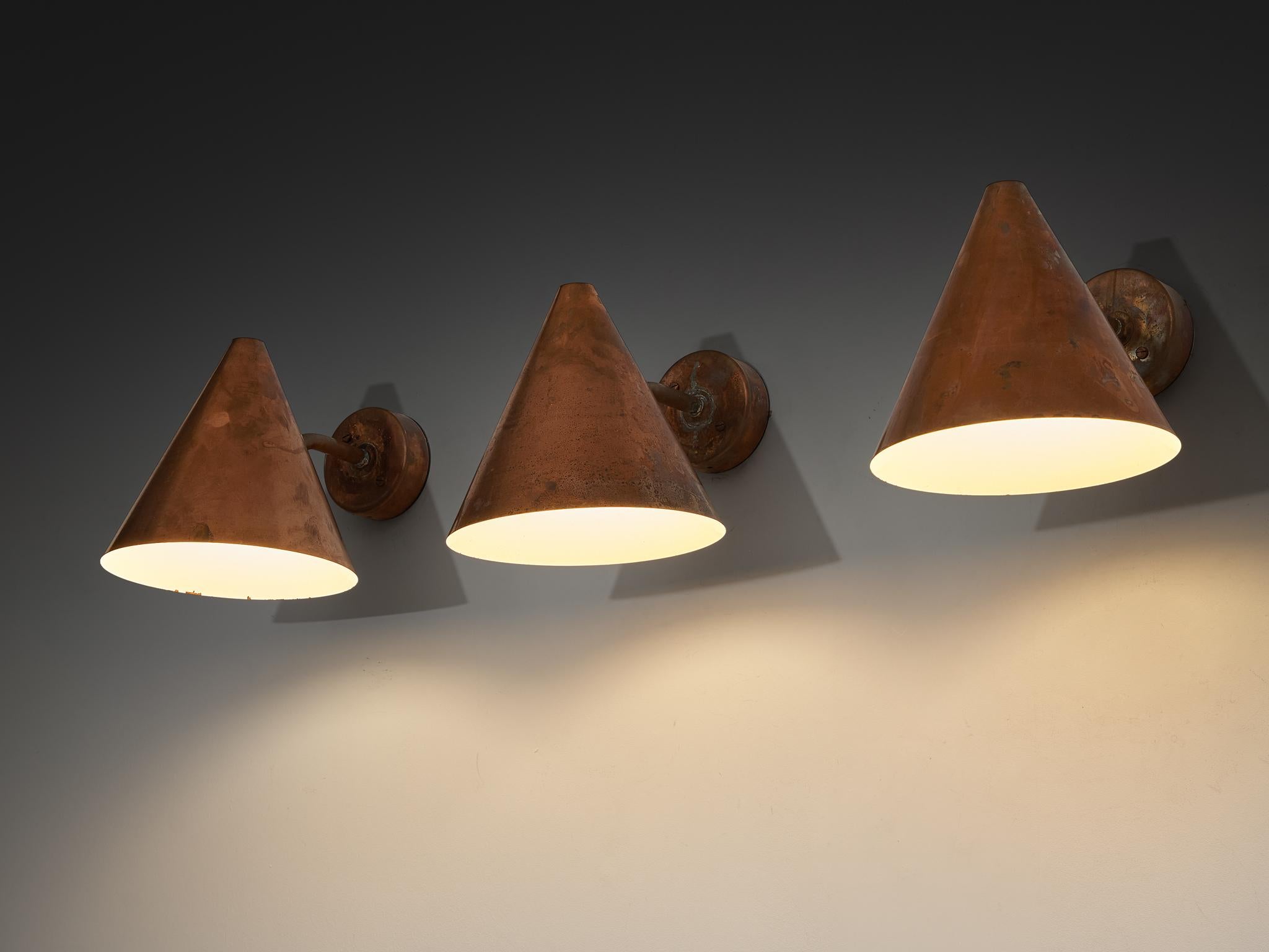 Hans-Agne Jakobsson 'Tratten' Wall Lights in Copper In Good Condition For Sale In Waalwijk, NL