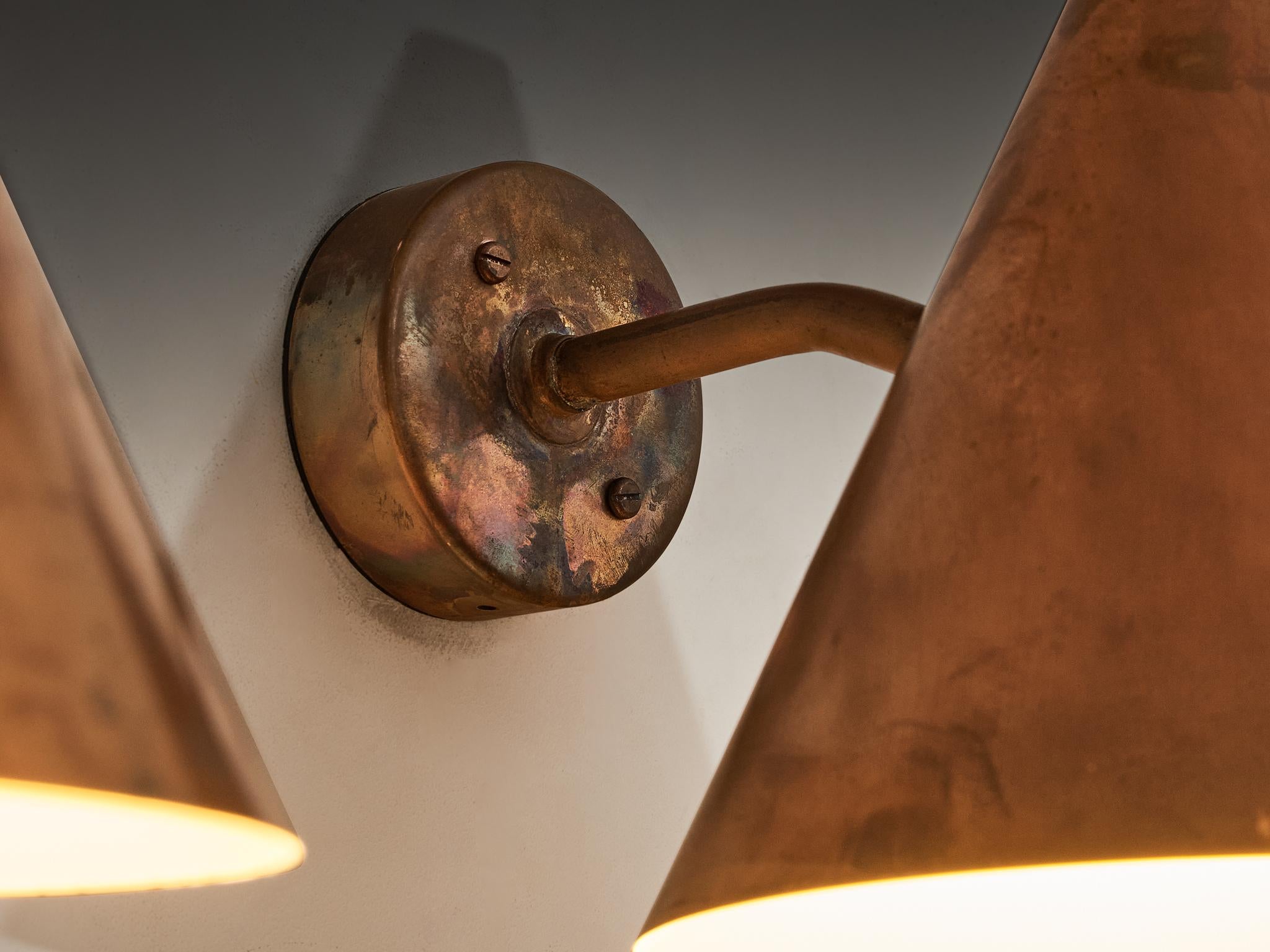 Mid-20th Century Hans-Agne Jakobsson 'Tratten' Wall Lights in Copper For Sale
