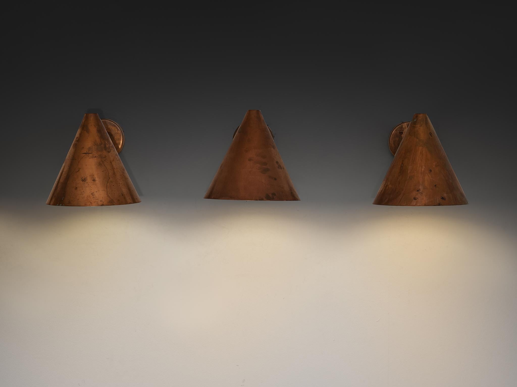 Hans-Agne Jakobsson 'Tratten' Wall Lights in Copper For Sale 1