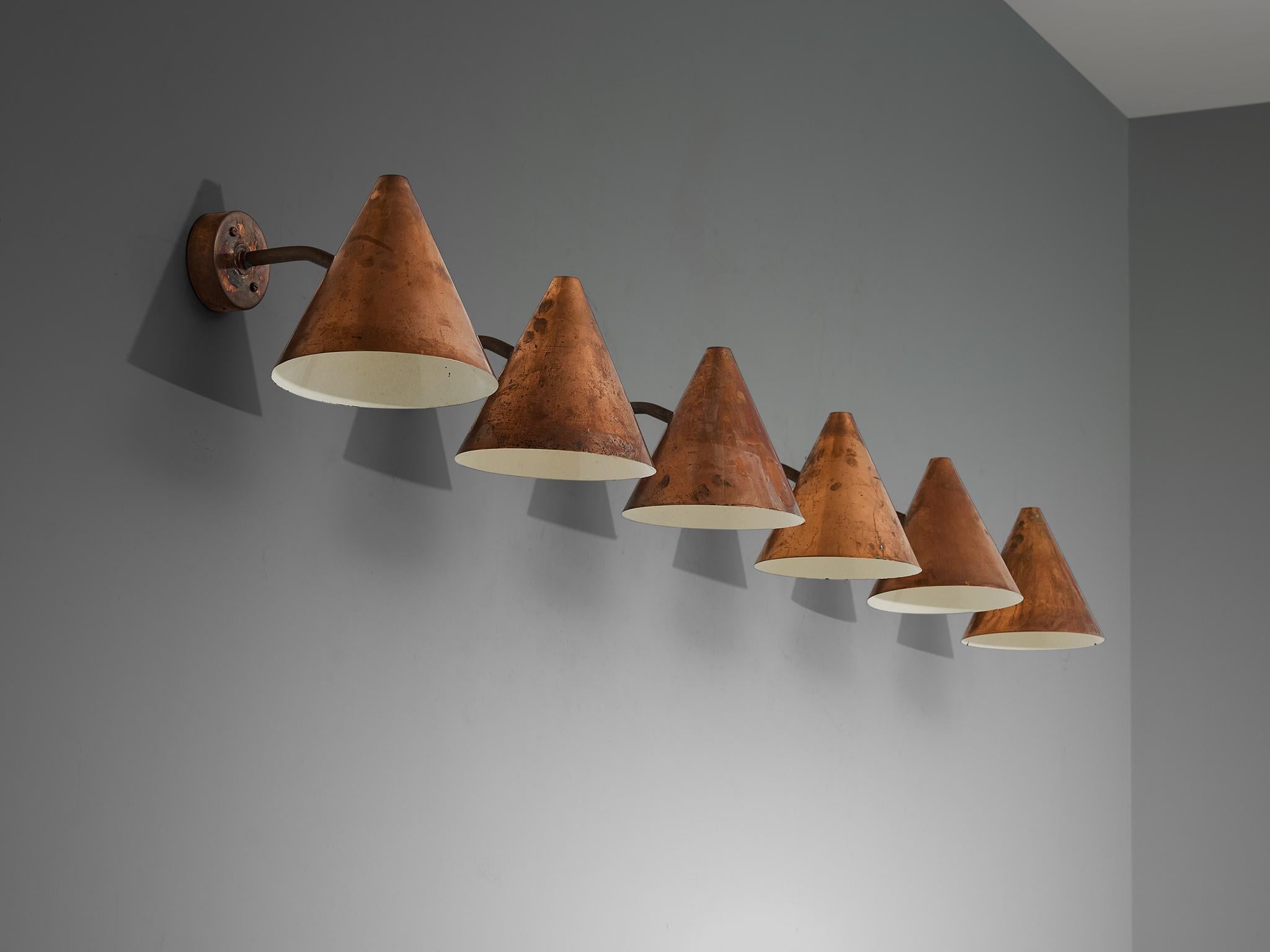 Hans-Agne Jakobsson 'Tratten' Wall Lights in Copper For Sale 2