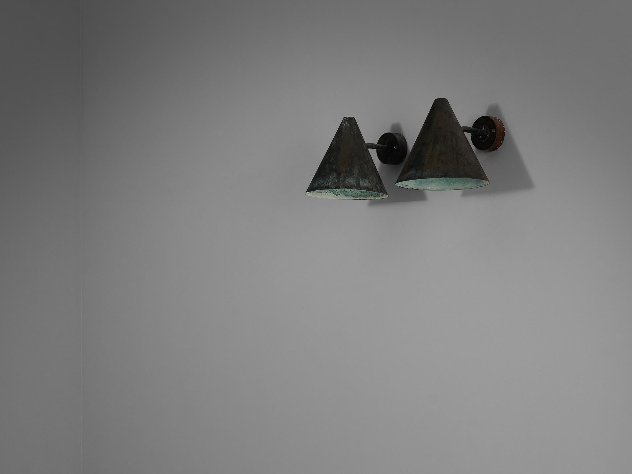 Hans-Agne Jakobsson 'Tratten' Wall Lights in Patinated Copper  For Sale 4