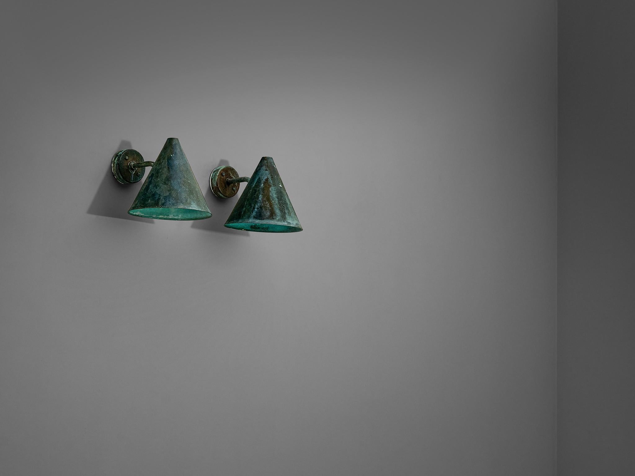 Hans-Agne Jakobsson 'Tratten' Wall Lights in Patinated Copper  For Sale 5