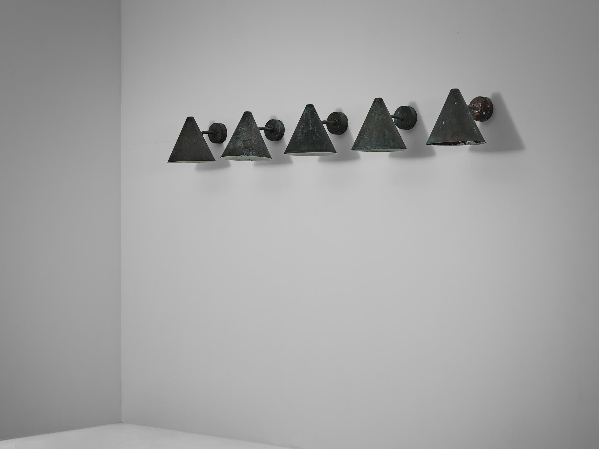  Hans-Agne Jakobsson 'Tratten' Wall Lights in Patinated Copper For Sale 5
