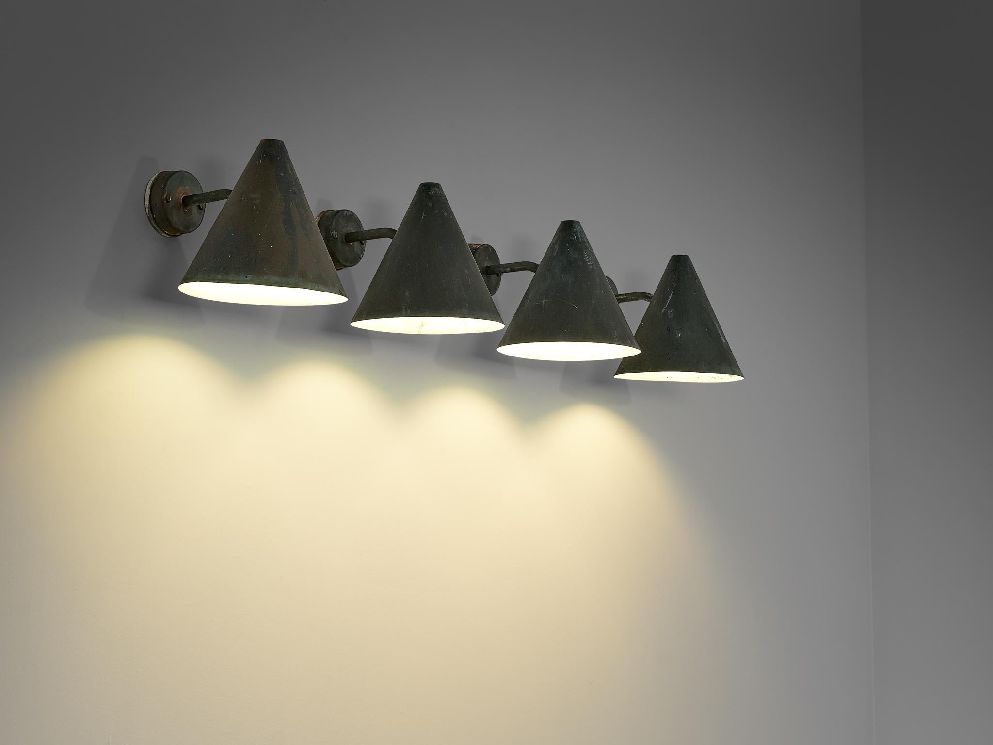 Scandinavian Modern Hans-Agne Jakobsson 'Tratten' Wall Lights in Patinated Copper