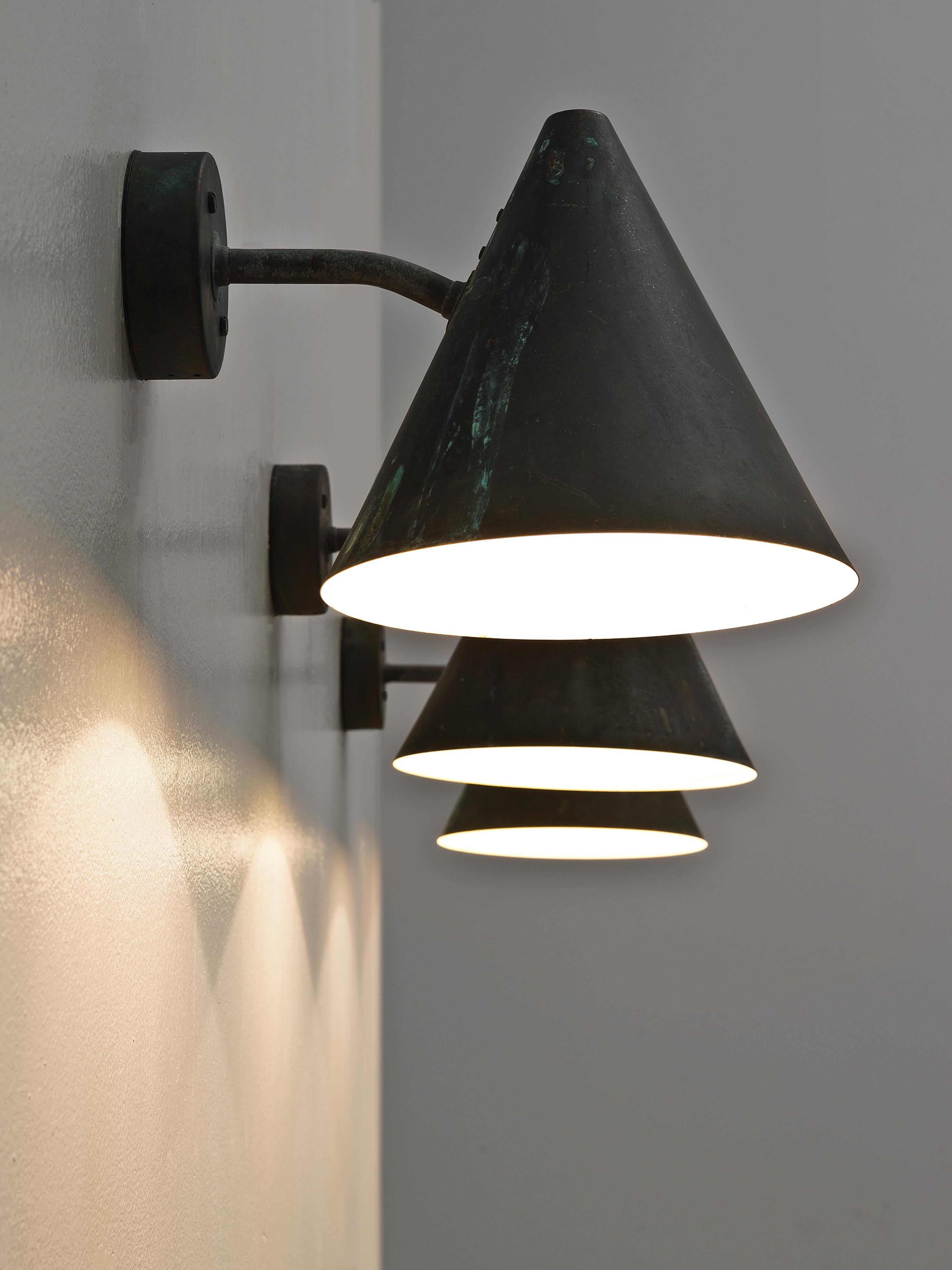 Swedish Hans-Agne Jakobsson 'Tratten' Wall Lights in Patinated Copper