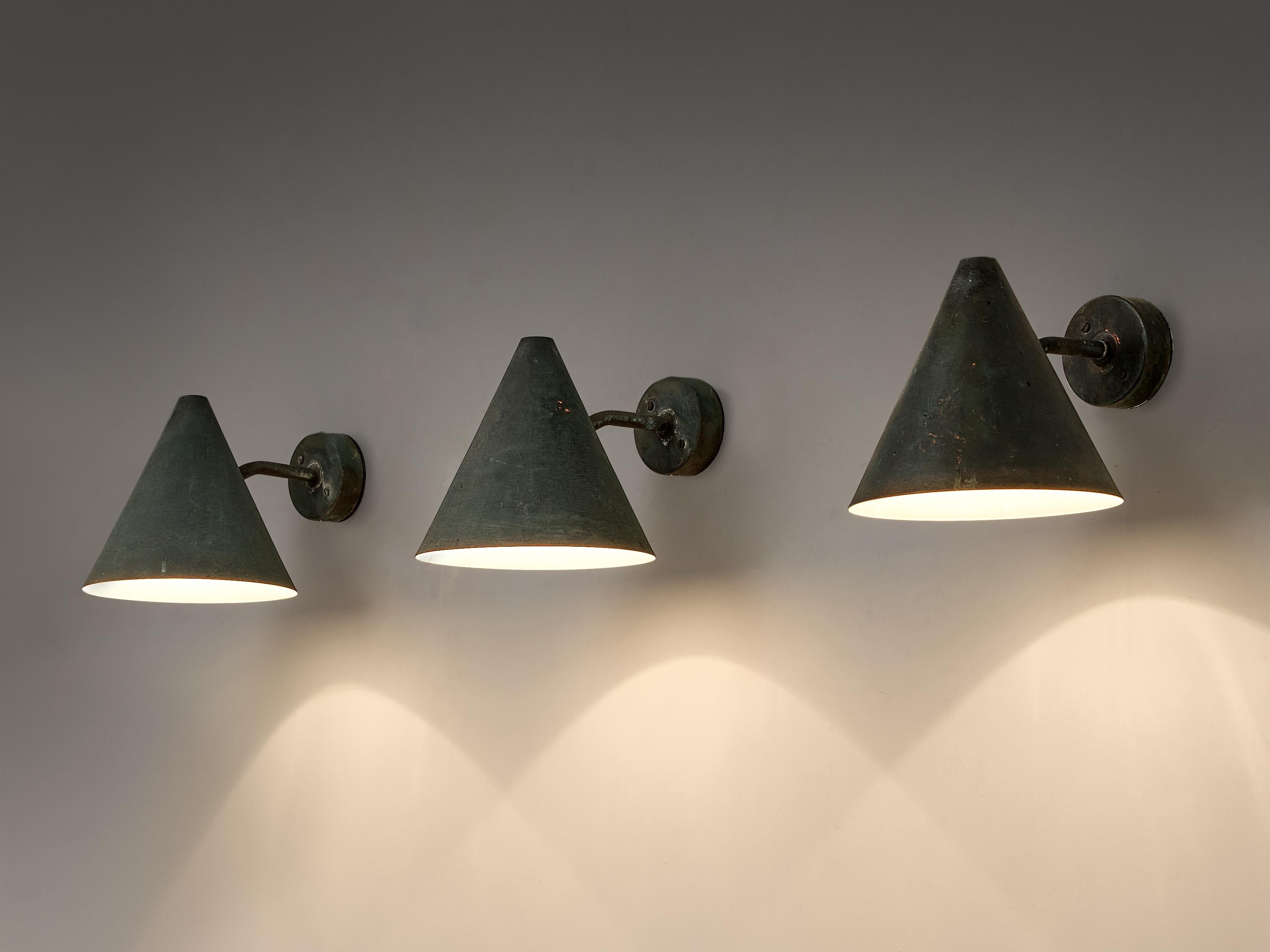 Swedish Hans-Agne Jakobsson 'Tratten' Wall Lights in Patinated Copper