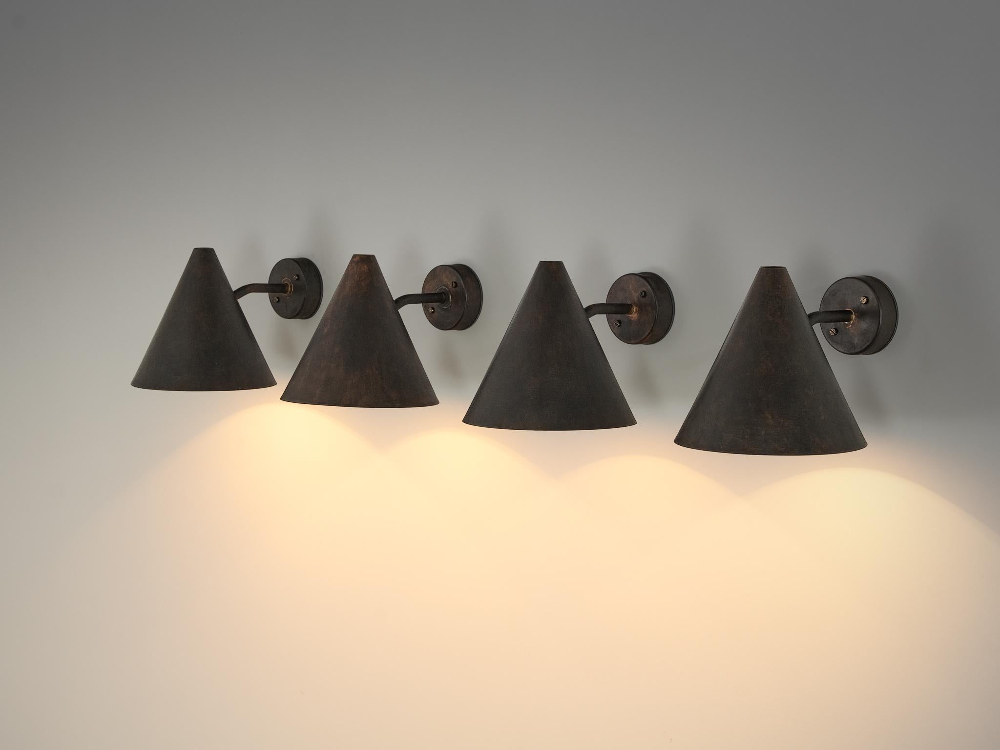 Swedish Hans-Agne Jakobsson 'Tratten' Wall Lights in Patinated Copper 