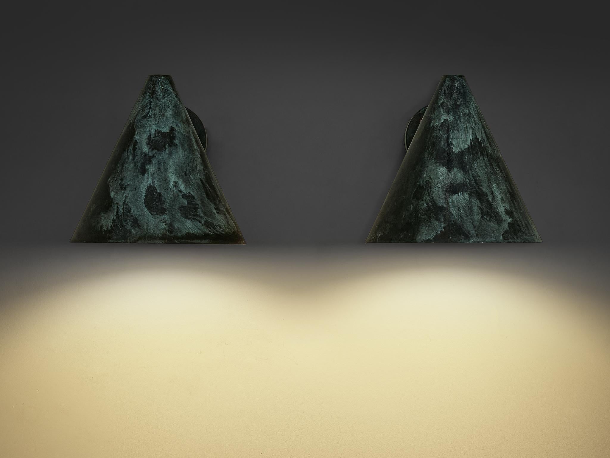 Swedish Hans-Agne Jakobsson 'Tratten' Wall Lights in Patinated Copper 