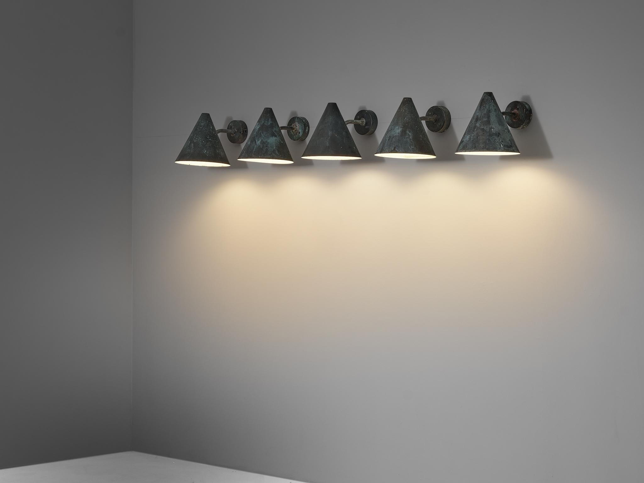Swedish  Hans-Agne Jakobsson 'Tratten' Wall Lights in Patinated Copper  For Sale