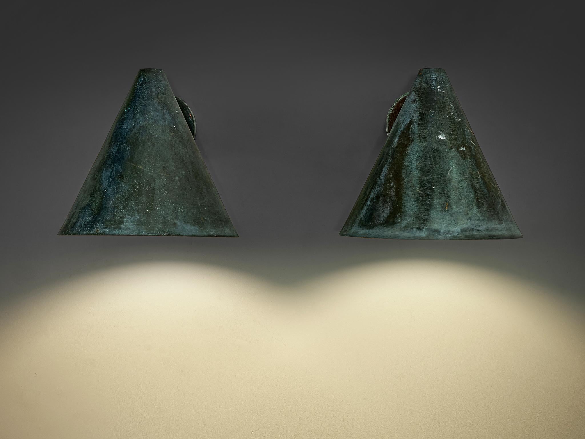Swedish Hans-Agne Jakobsson 'Tratten' Wall Lights in Patinated Copper  For Sale