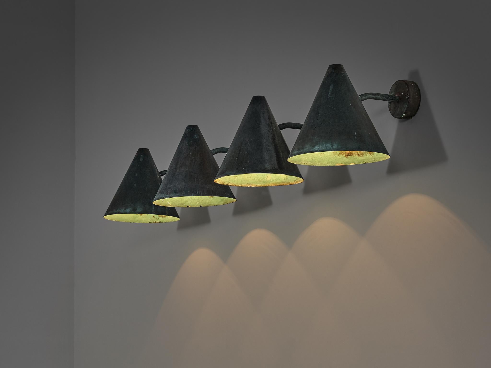 Swedish Hans-Agne Jakobsson 'Tratten' Wall Lights in Patinated Copper  For Sale