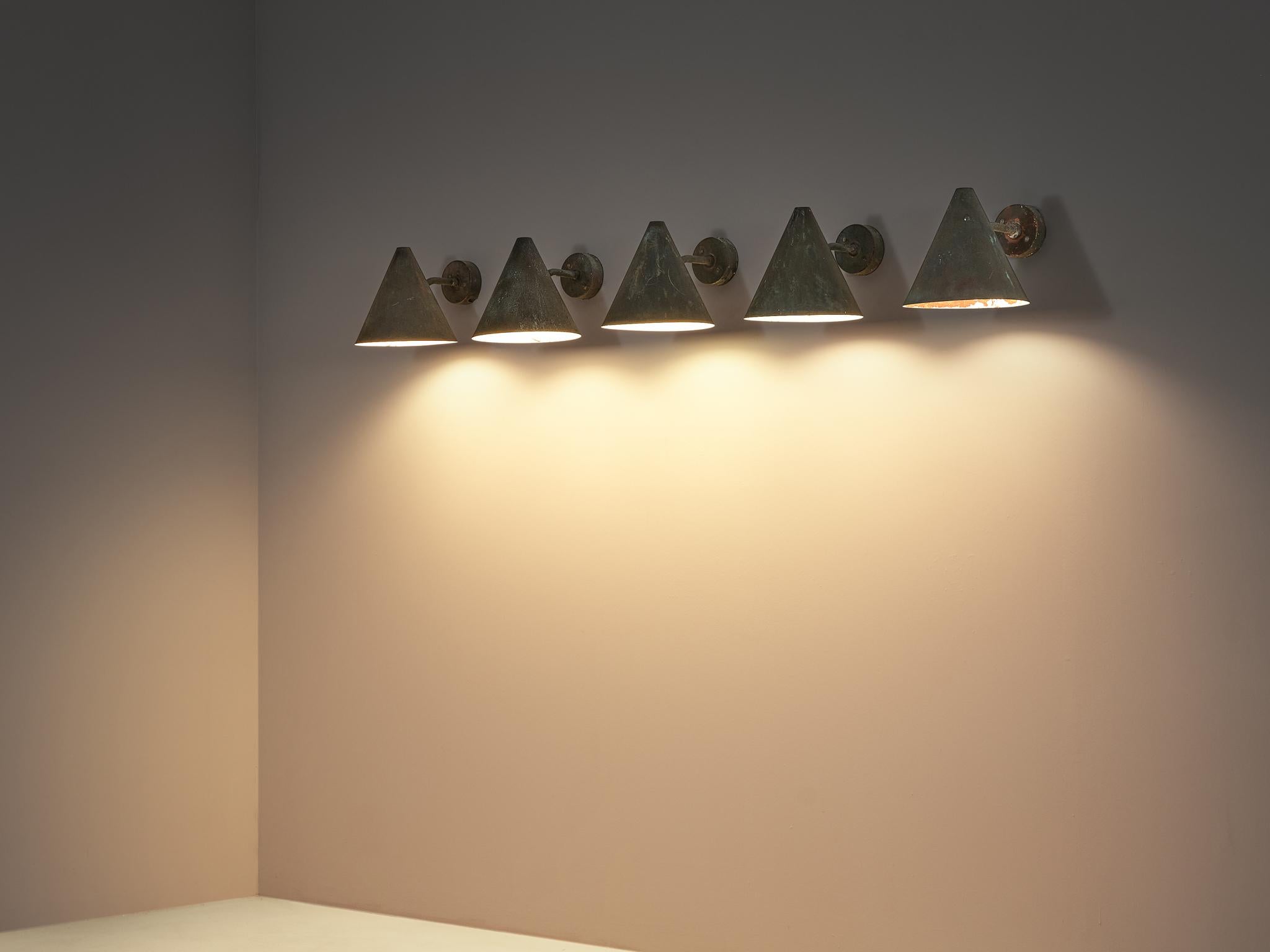 Swedish  Hans-Agne Jakobsson 'Tratten' Wall Lights in Patinated Copper For Sale