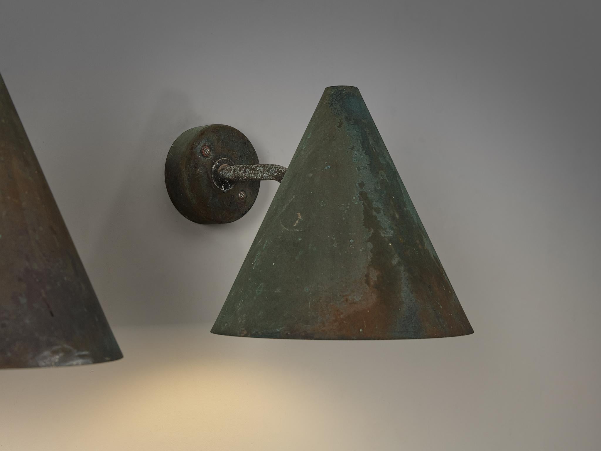 Swedish  Hans-Agne Jakobsson 'Tratten' Wall Lights in Patinated Copper  For Sale