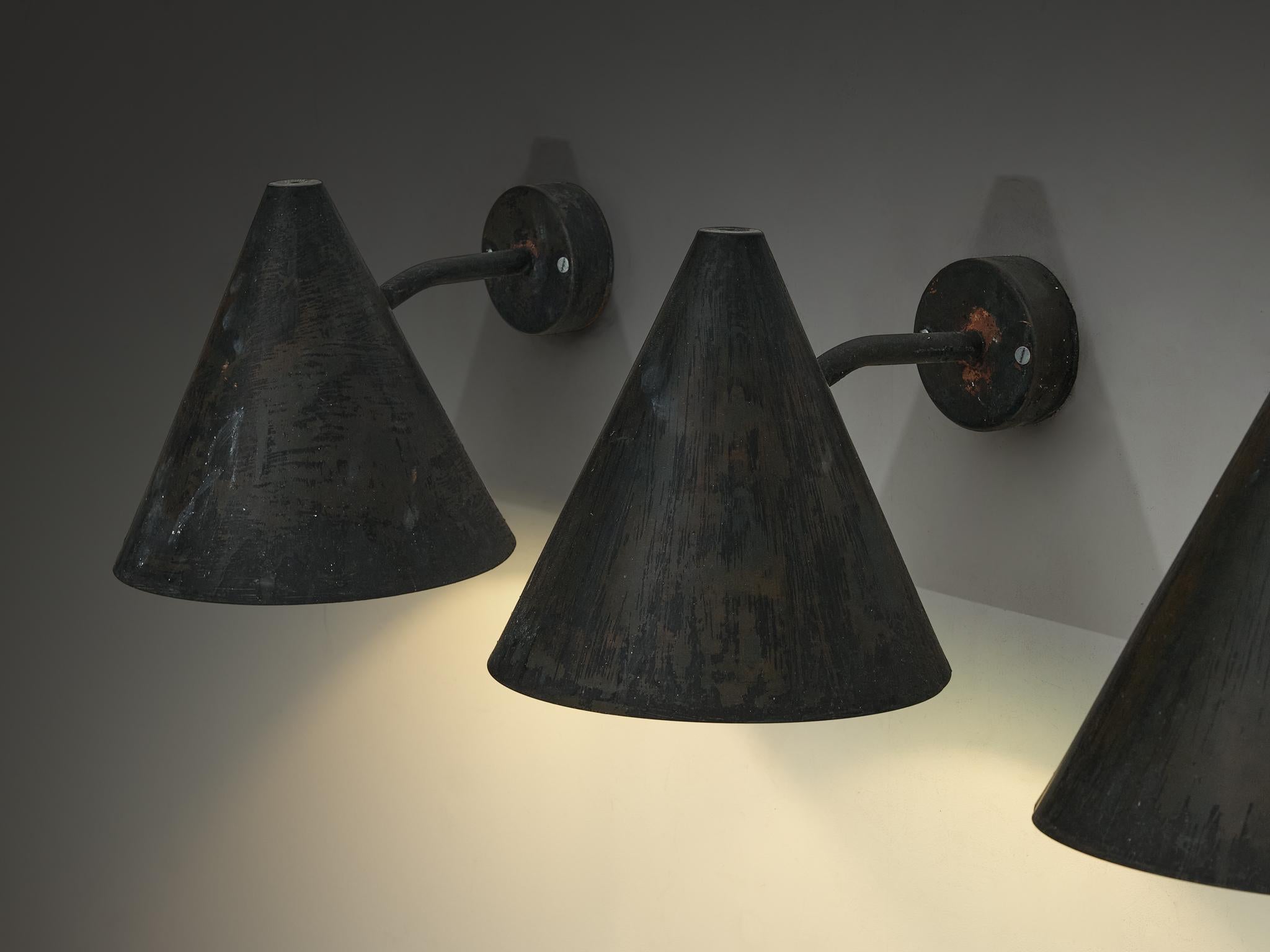 Swedish Hans-Agne Jakobsson 'Tratten' Wall Lights in Patinated Copper For Sale