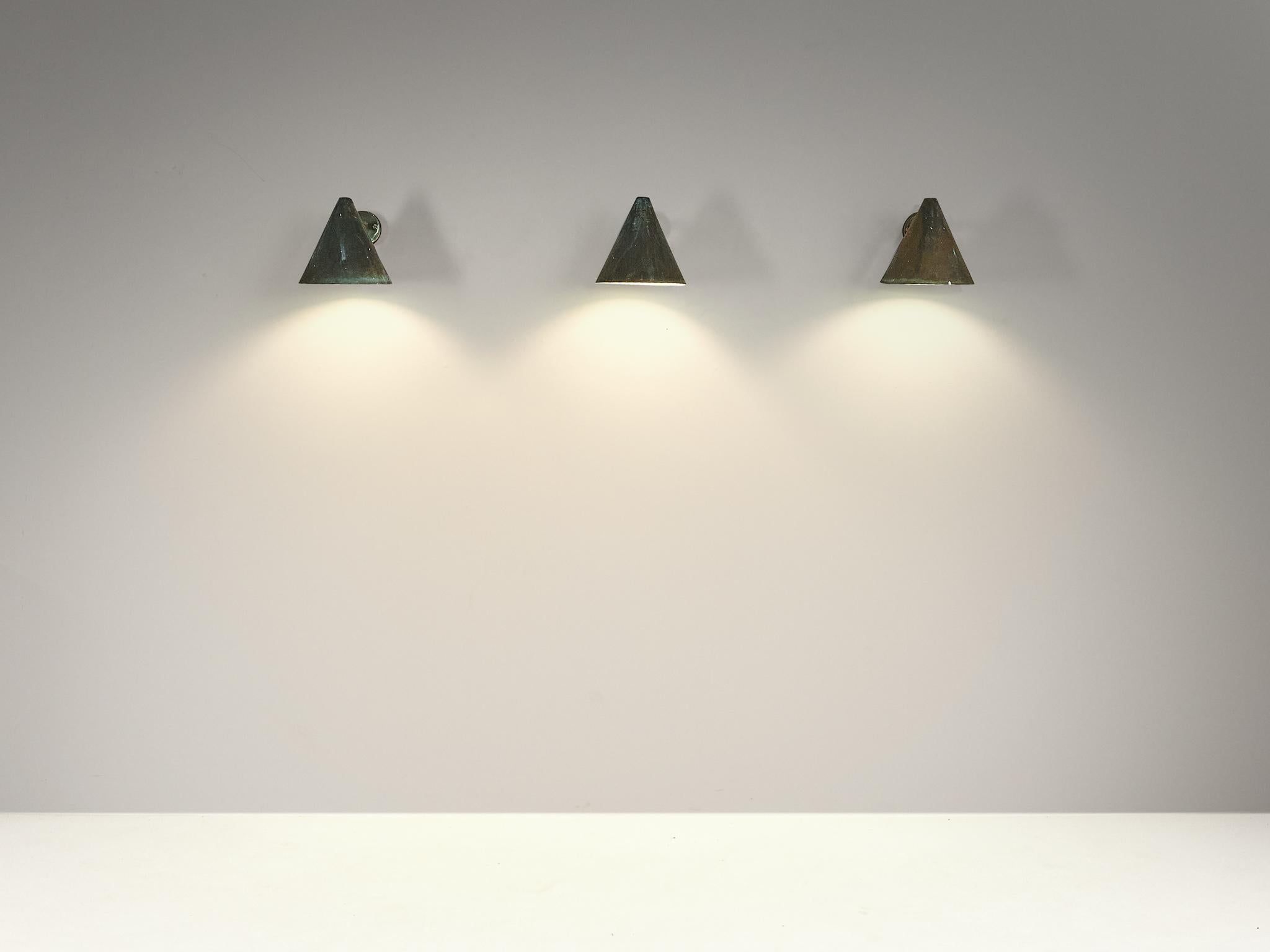 Hans-Agne Jakobsson 'Tratten' Wall Lights in Patinated Copper In Good Condition In Waalwijk, NL