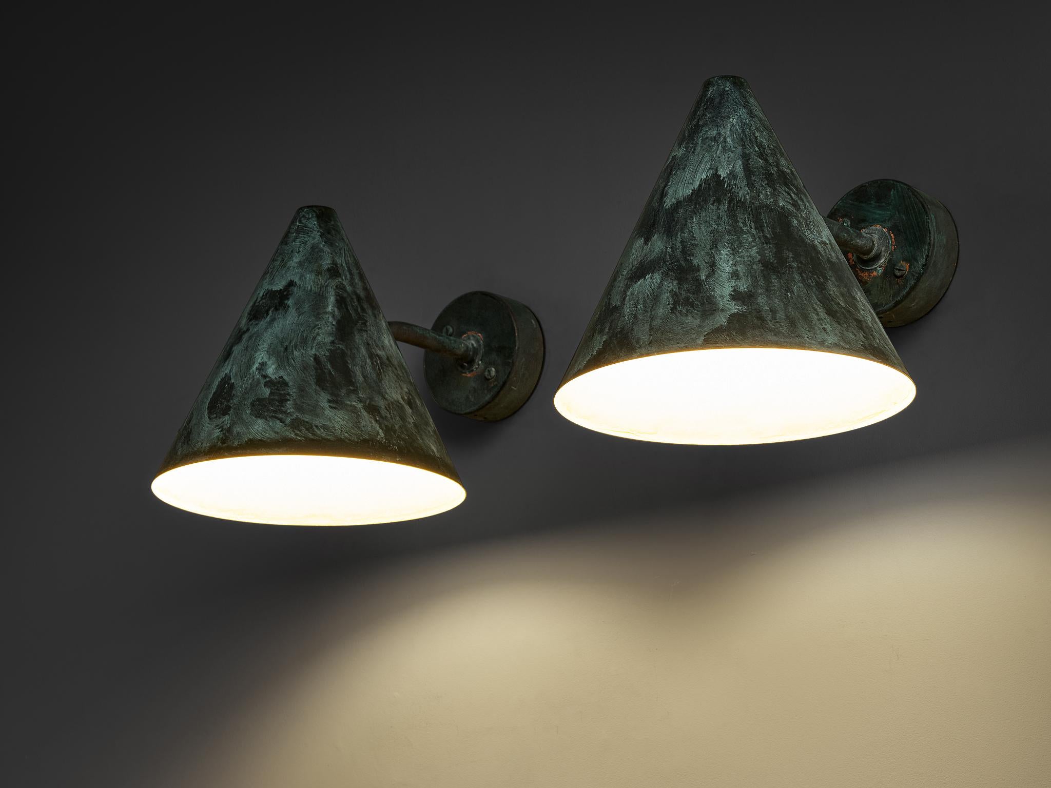 Hans-Agne Jakobsson 'Tratten' Wall Lights in Patinated Copper  In Good Condition In Waalwijk, NL