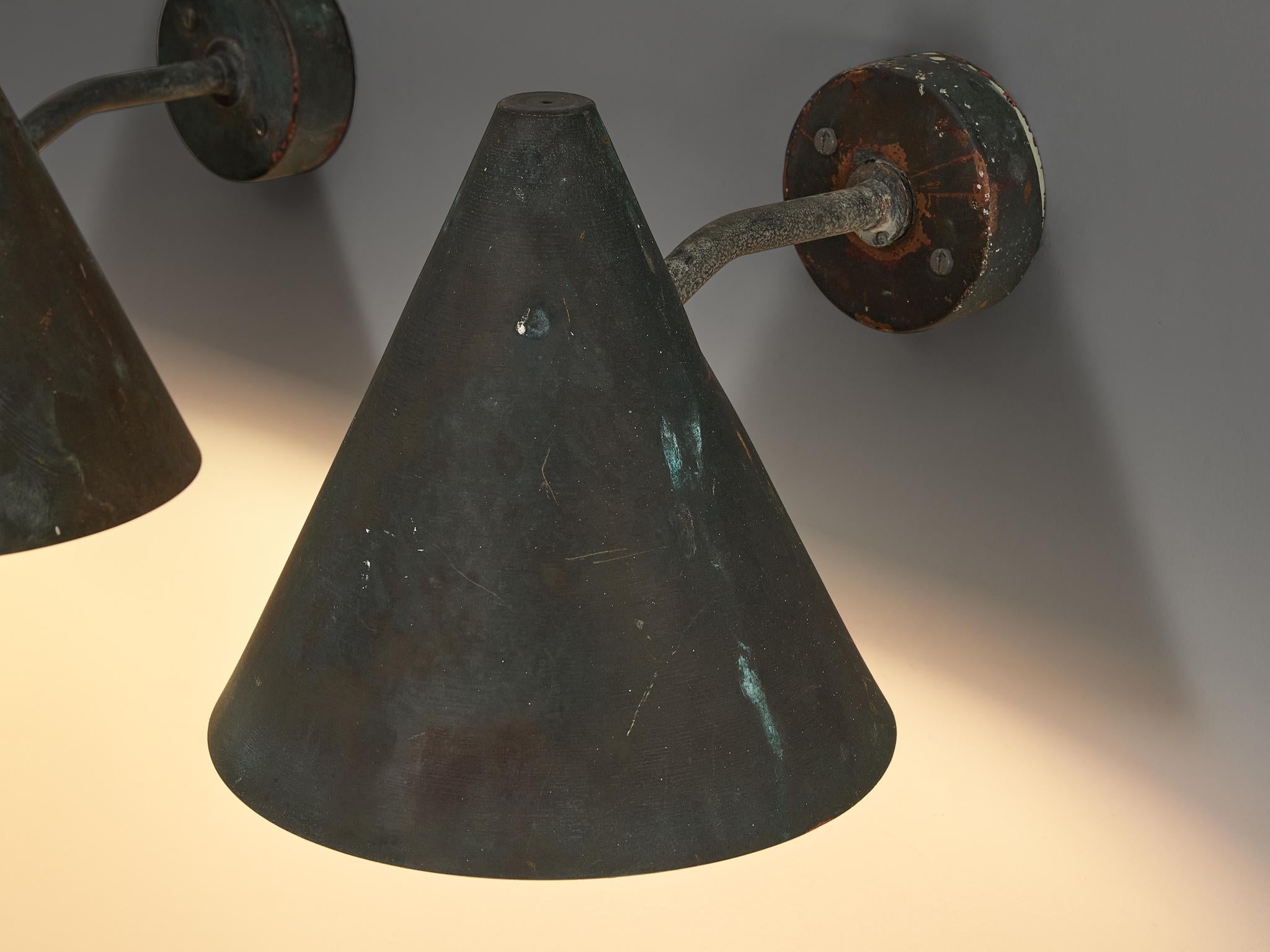  Hans-Agne Jakobsson 'Tratten' Wall Lights in Patinated Copper In Good Condition For Sale In Waalwijk, NL