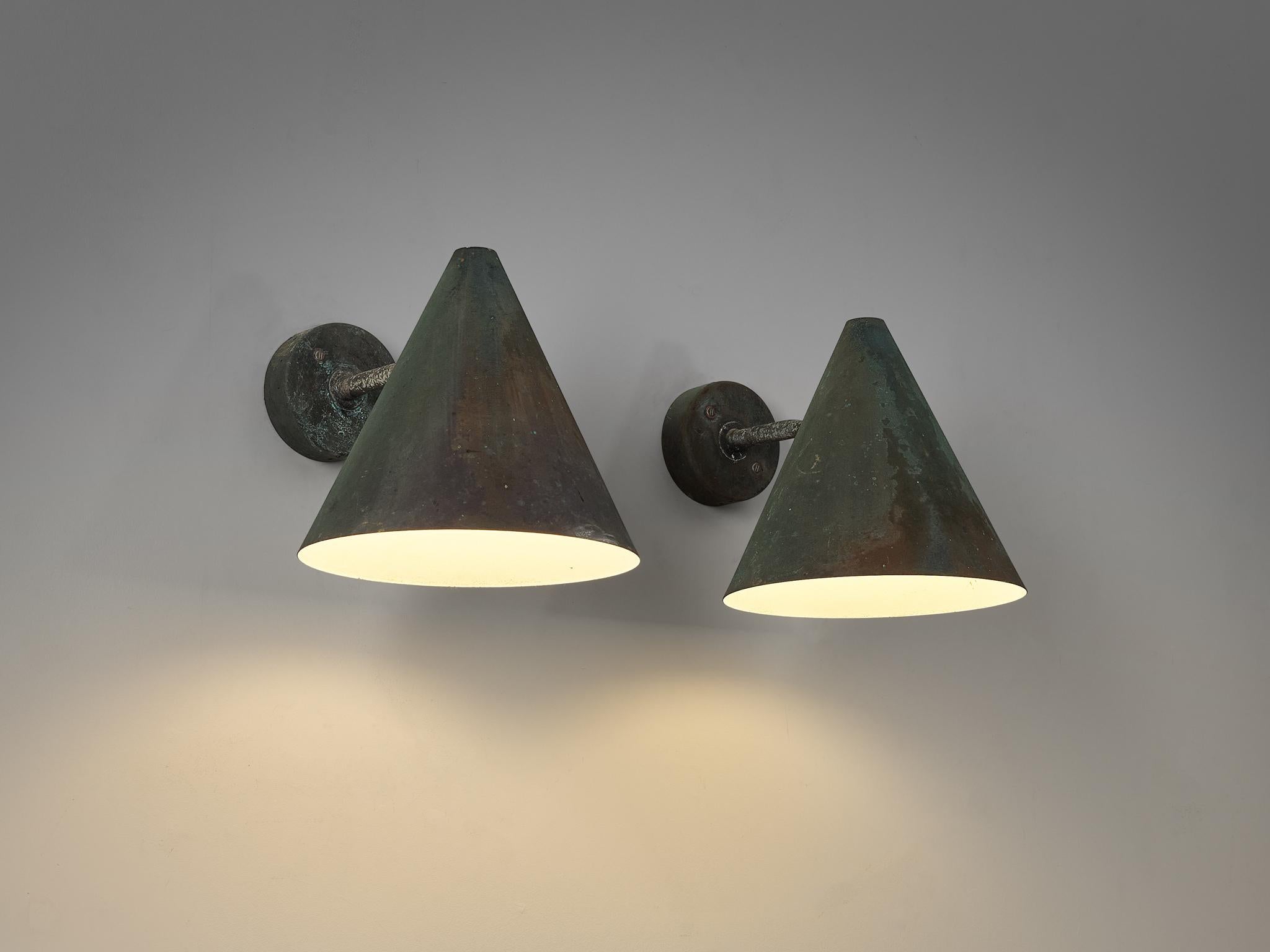  Hans-Agne Jakobsson 'Tratten' Wall Lights in Patinated Copper  In Good Condition For Sale In Waalwijk, NL