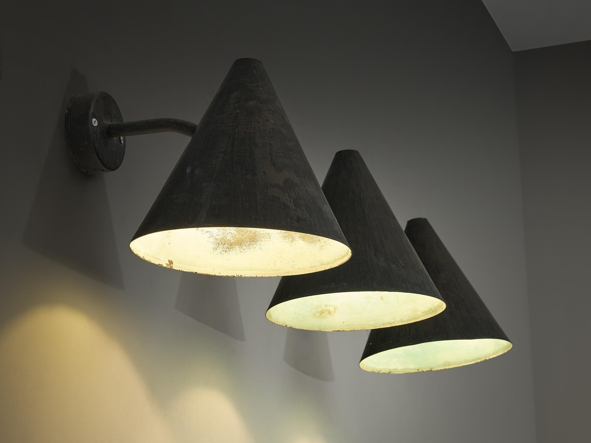 Hans-Agne Jakobsson 'Tratten' Wall Lights in Patinated Copper In Good Condition For Sale In Waalwijk, NL
