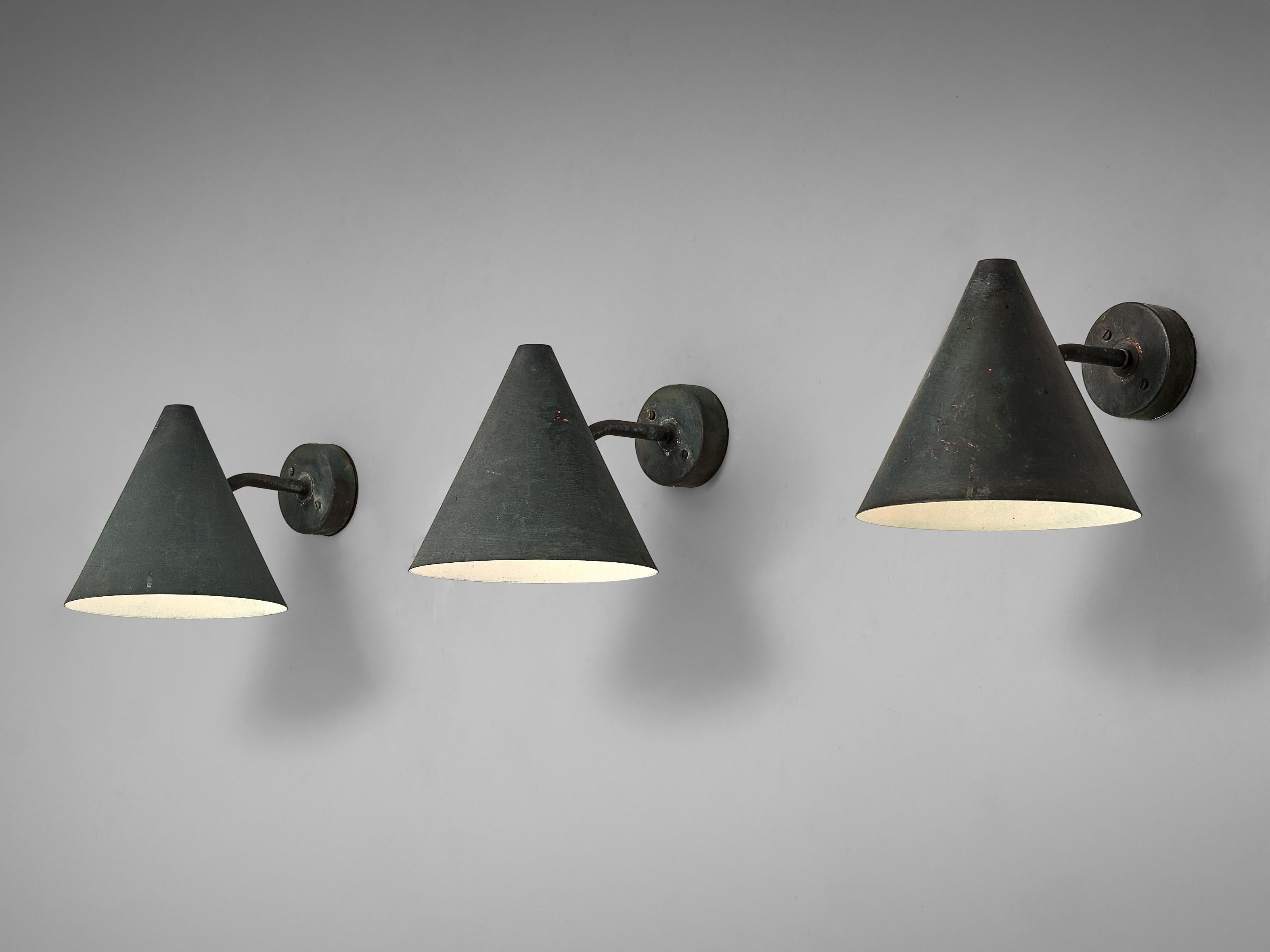 Mid-20th Century Hans-Agne Jakobsson 'Tratten' Wall Lights in Patinated Copper