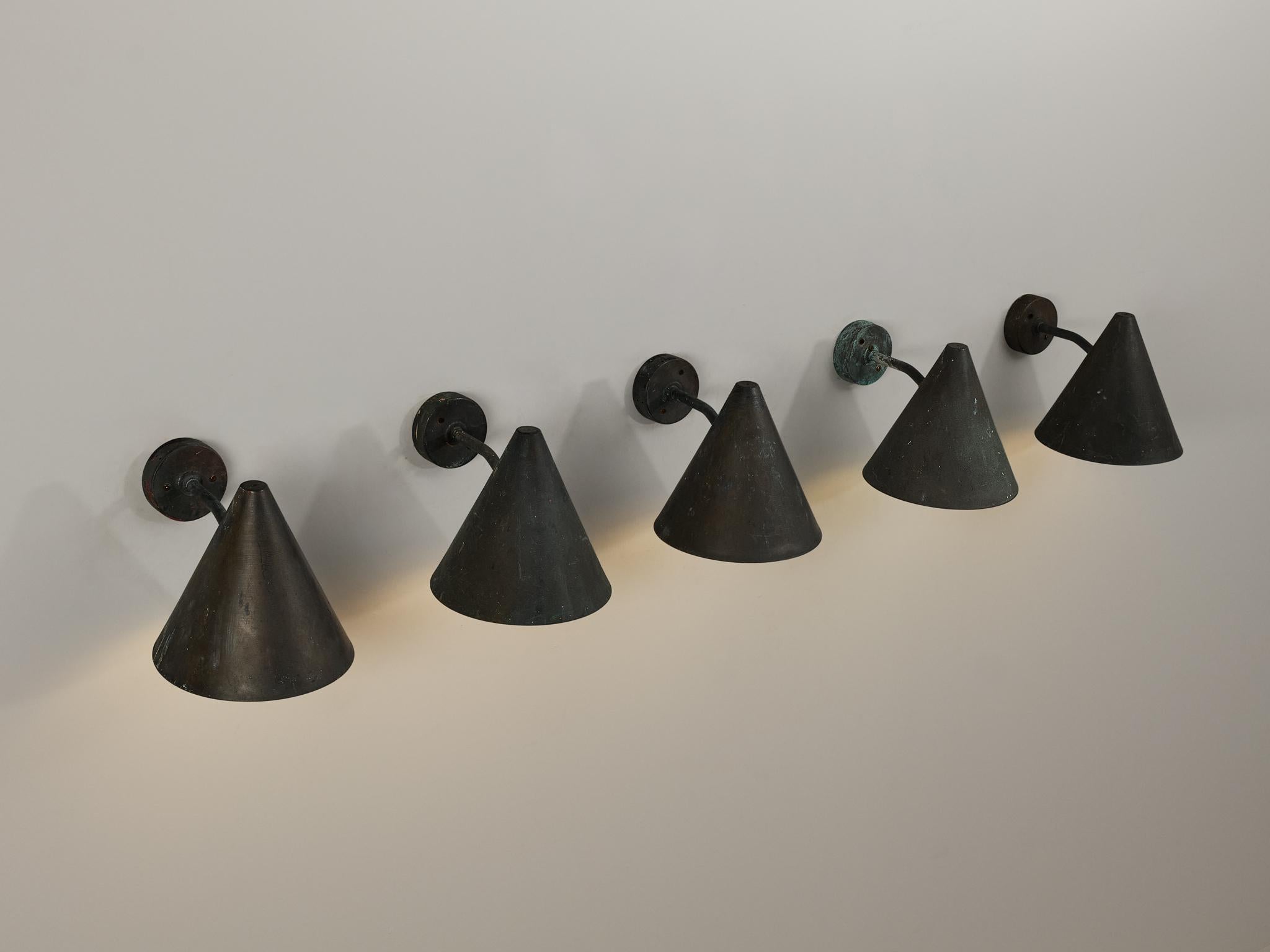 Mid-20th Century Hans-Agne Jakobsson 'Tratten' Wall Lights in Patinated Copper 