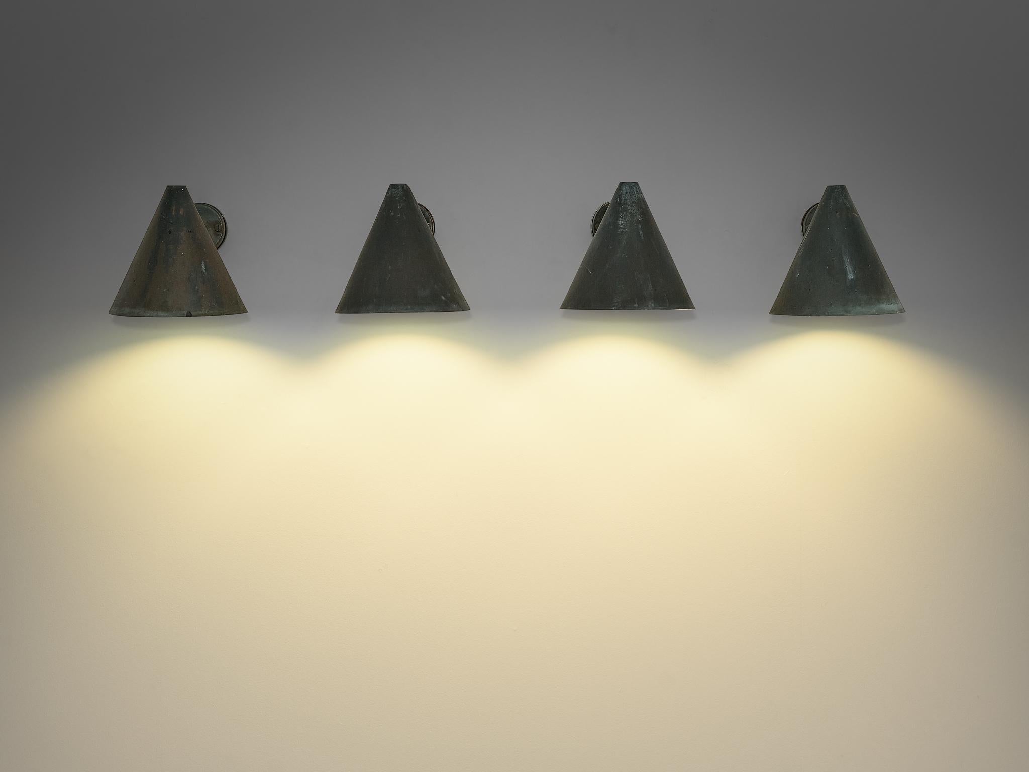 Mid-20th Century Hans-Agne Jakobsson 'Tratten' Wall Lights in Patinated Copper