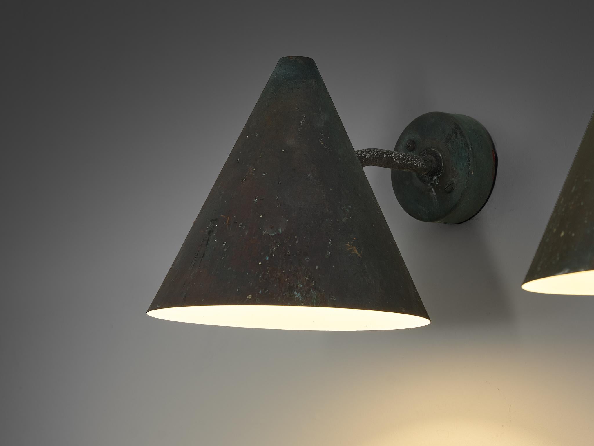 Mid-20th Century  Hans-Agne Jakobsson 'Tratten' Wall Lights in Patinated Copper 