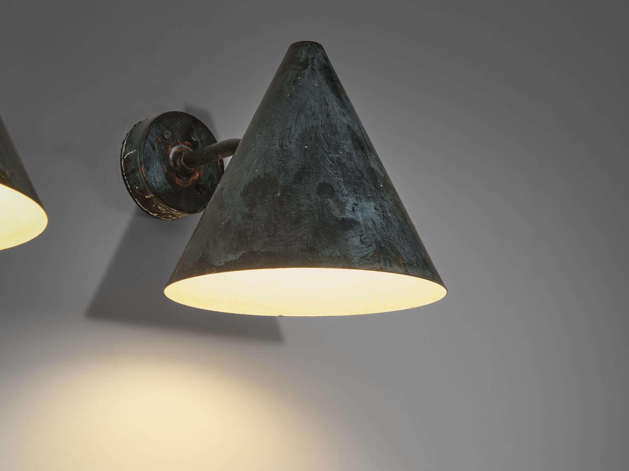 Mid-20th Century  Hans-Agne Jakobsson 'Tratten' Wall Lights in Patinated Copper  For Sale