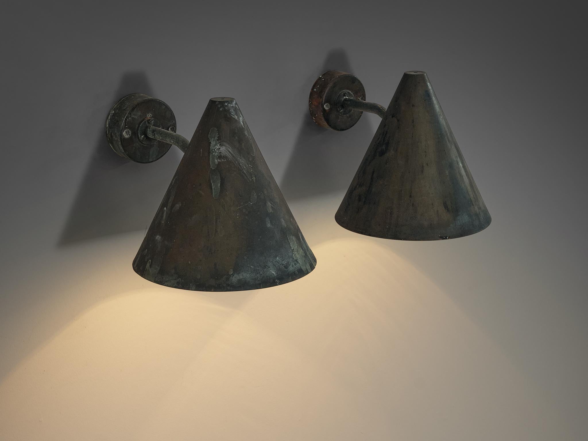 Mid-20th Century Hans-Agne Jakobsson 'Tratten' Wall Lights in Patinated Copper  For Sale