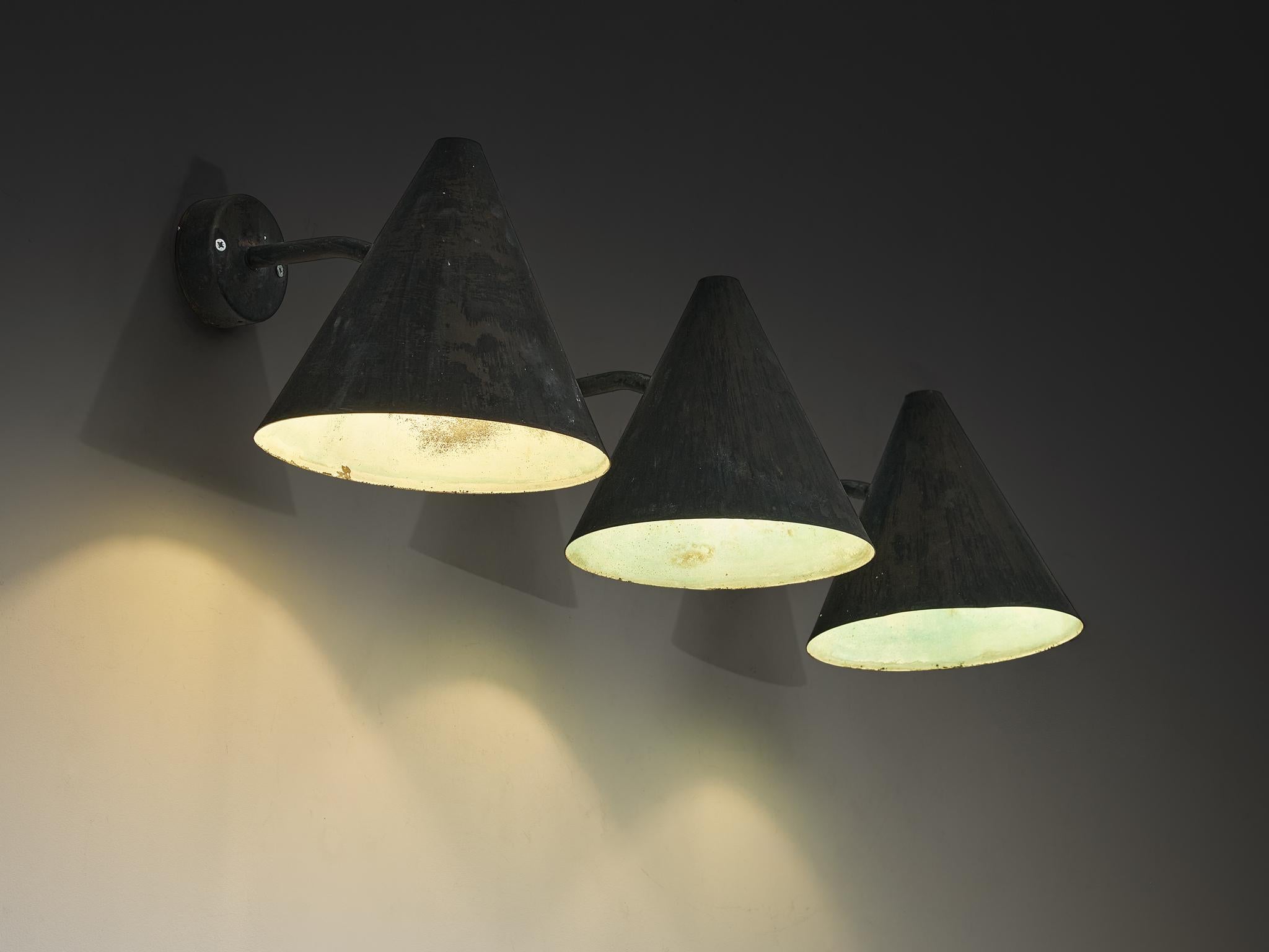 Mid-20th Century Hans-Agne Jakobsson 'Tratten' Wall Lights in Patinated Copper For Sale