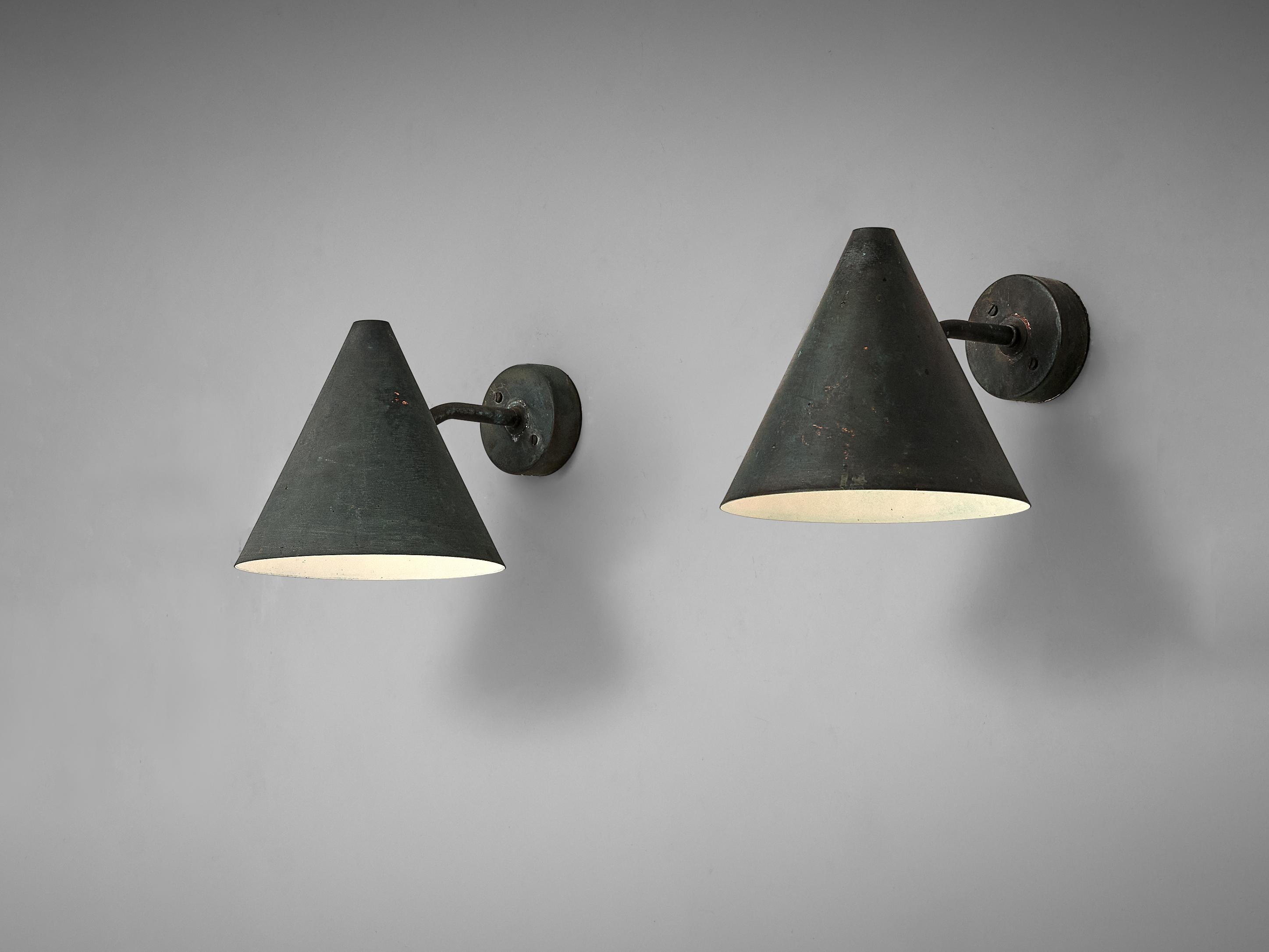 Hans-Agne Jakobsson 'Tratten' Wall Lights in Patinated Copper  1