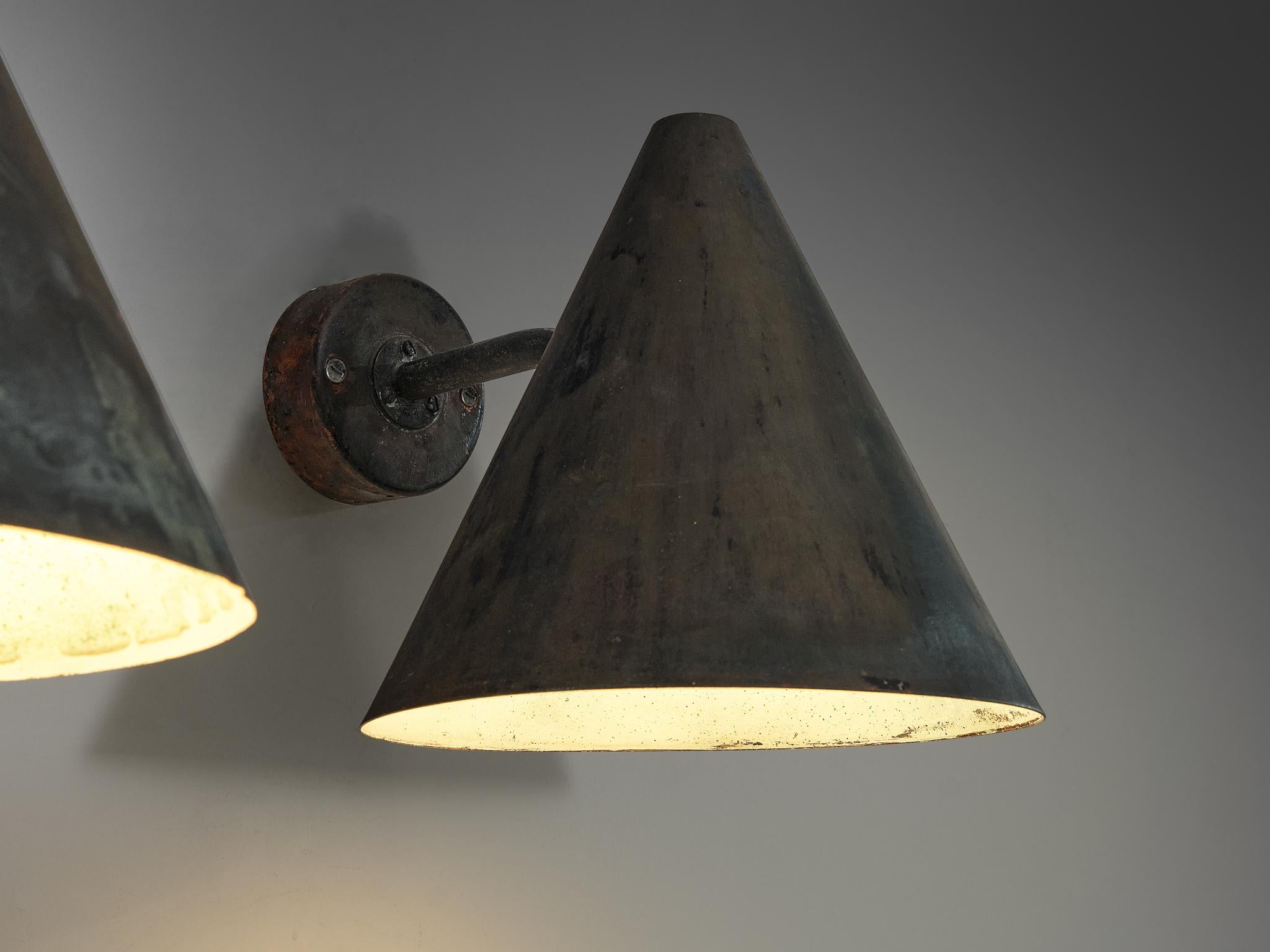 Hans-Agne Jakobsson 'Tratten' Wall Lights in Patinated Copper  1