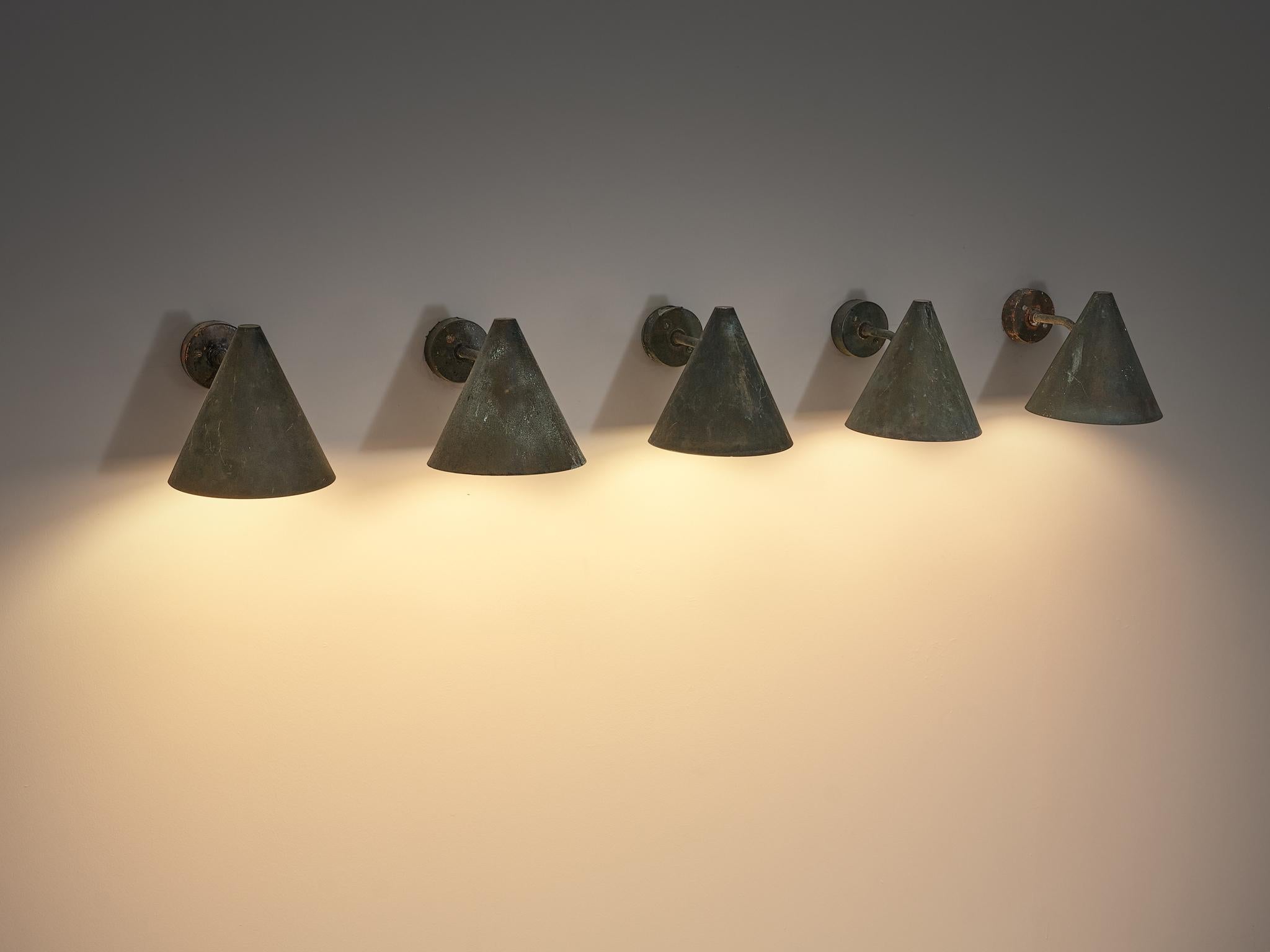  Hans-Agne Jakobsson 'Tratten' Wall Lights in Patinated Copper For Sale 1