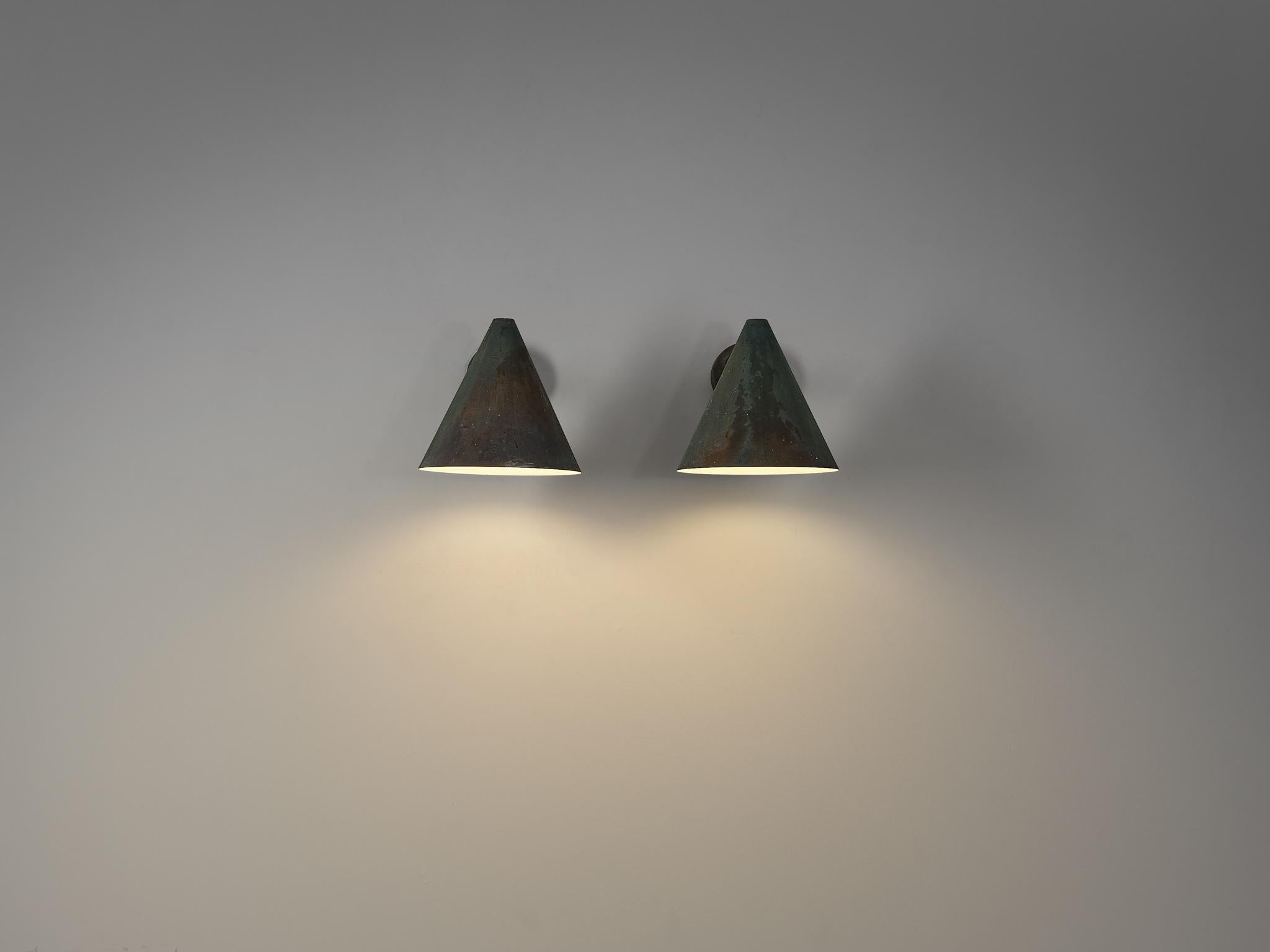  Hans-Agne Jakobsson 'Tratten' Wall Lights in Patinated Copper  For Sale 1
