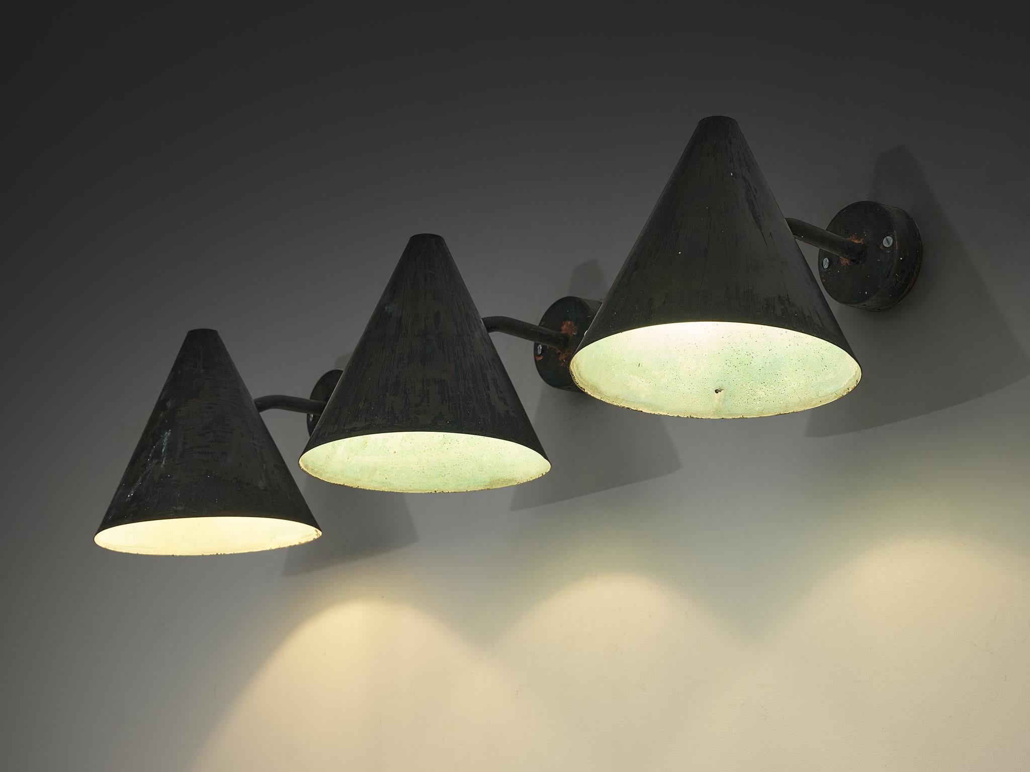 Hans-Agne Jakobsson 'Tratten' Wall Lights in Patinated Copper For Sale 1