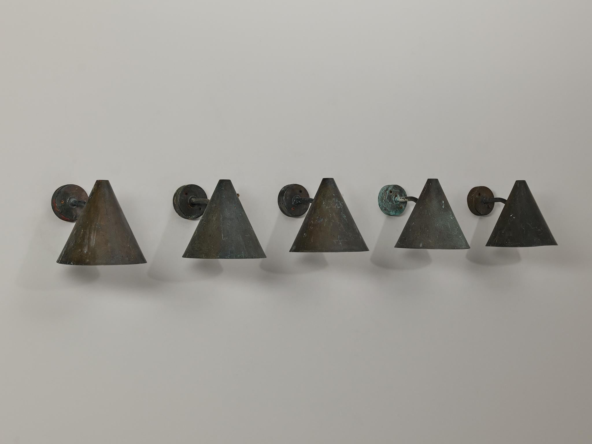 Hans-Agne Jakobsson 'Tratten' Wall Lights in Patinated Copper  2