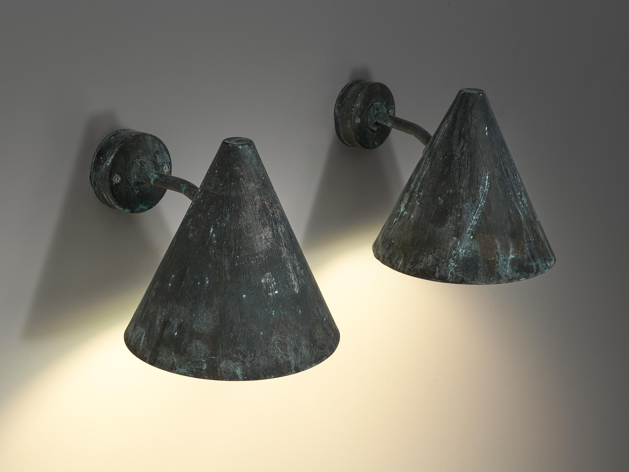  Hans-Agne Jakobsson 'Tratten' Wall Lights in Patinated Copper  2
