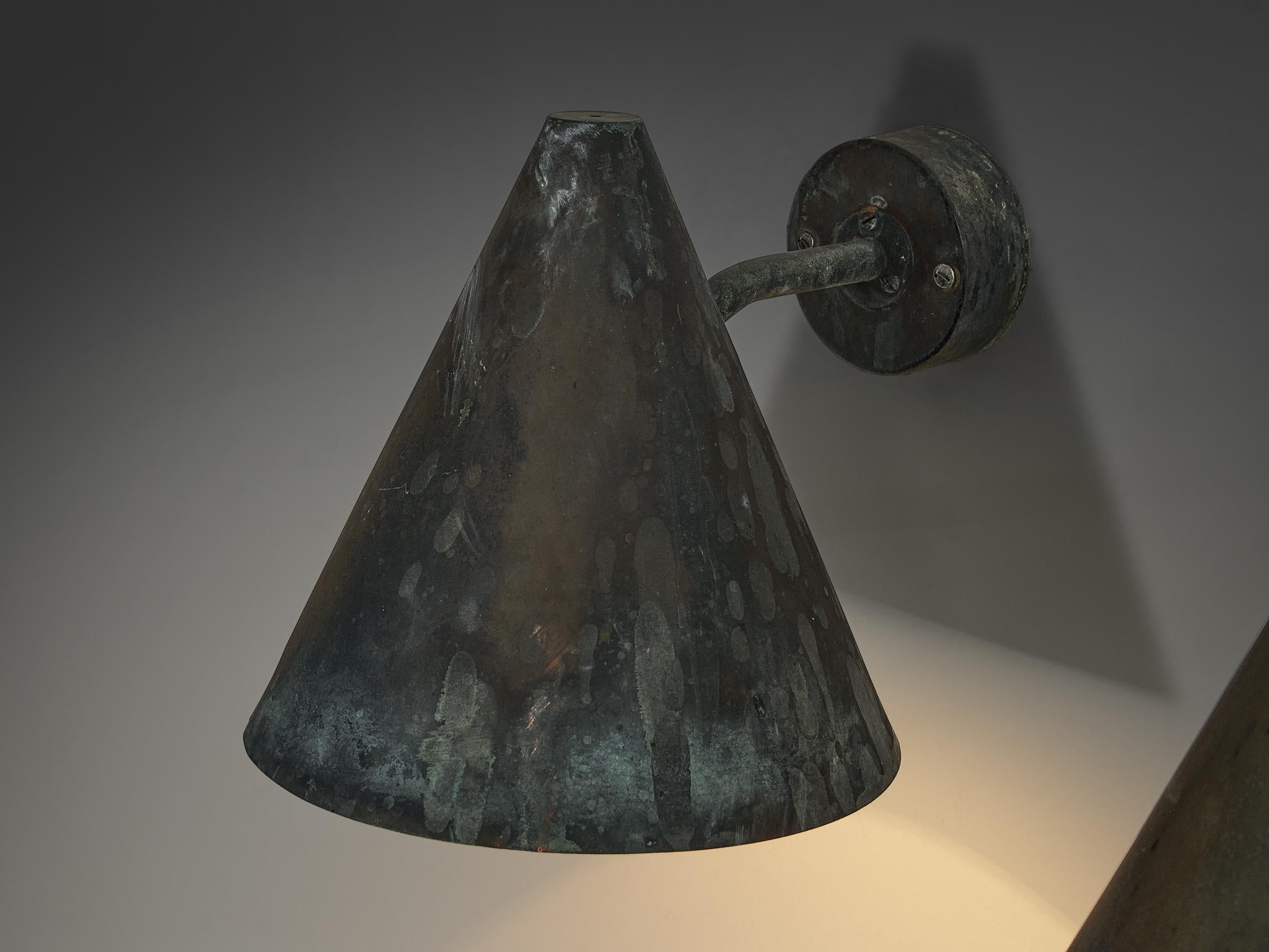 Hans-Agne Jakobsson 'Tratten' Wall Lights in Patinated Copper  For Sale 2