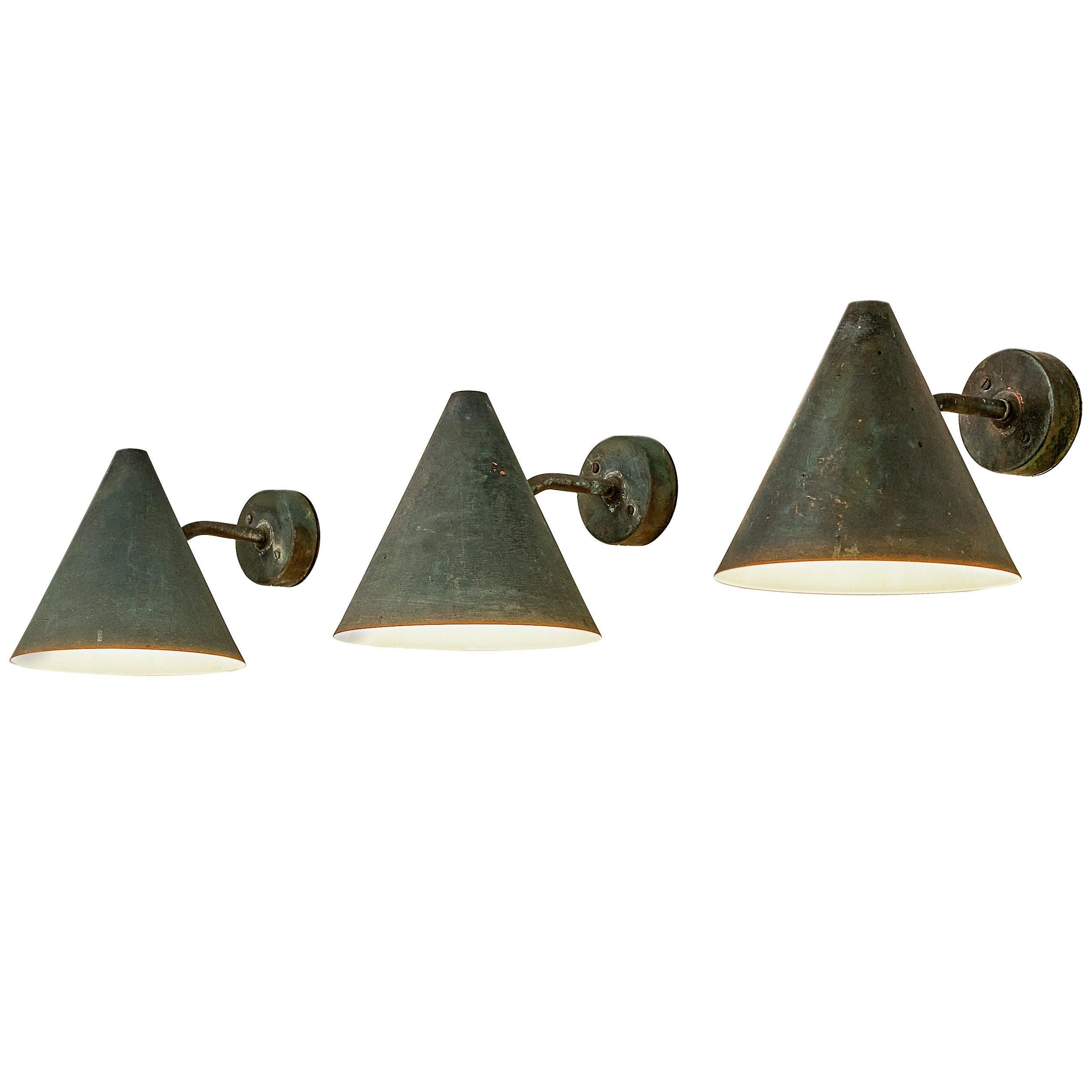 Hans-Agne Jakobsson 'Tratten' Wall Lights in Patinated Copper