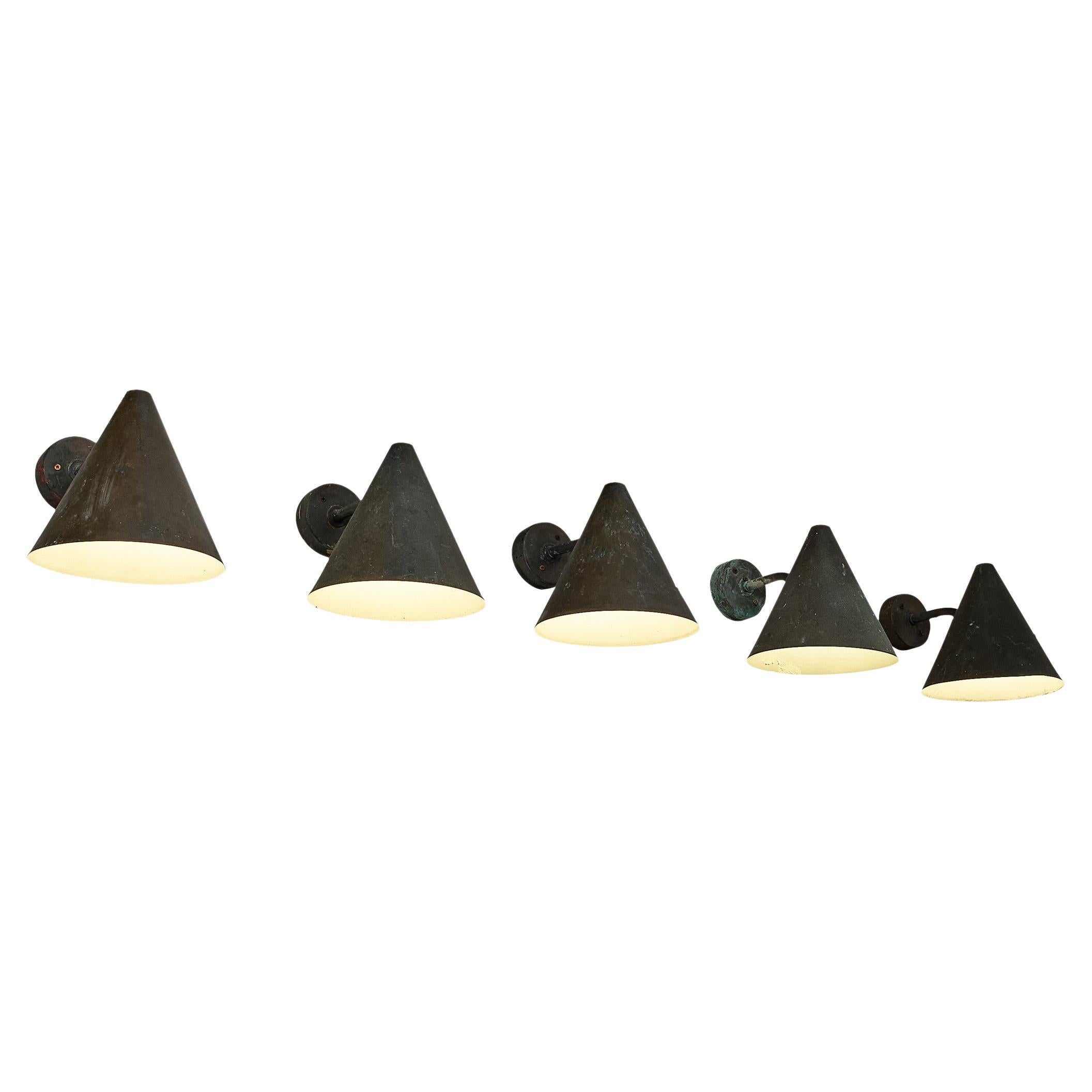 Hans-Agne Jakobsson 'Tratten' Wall Lights in Patinated Copper 