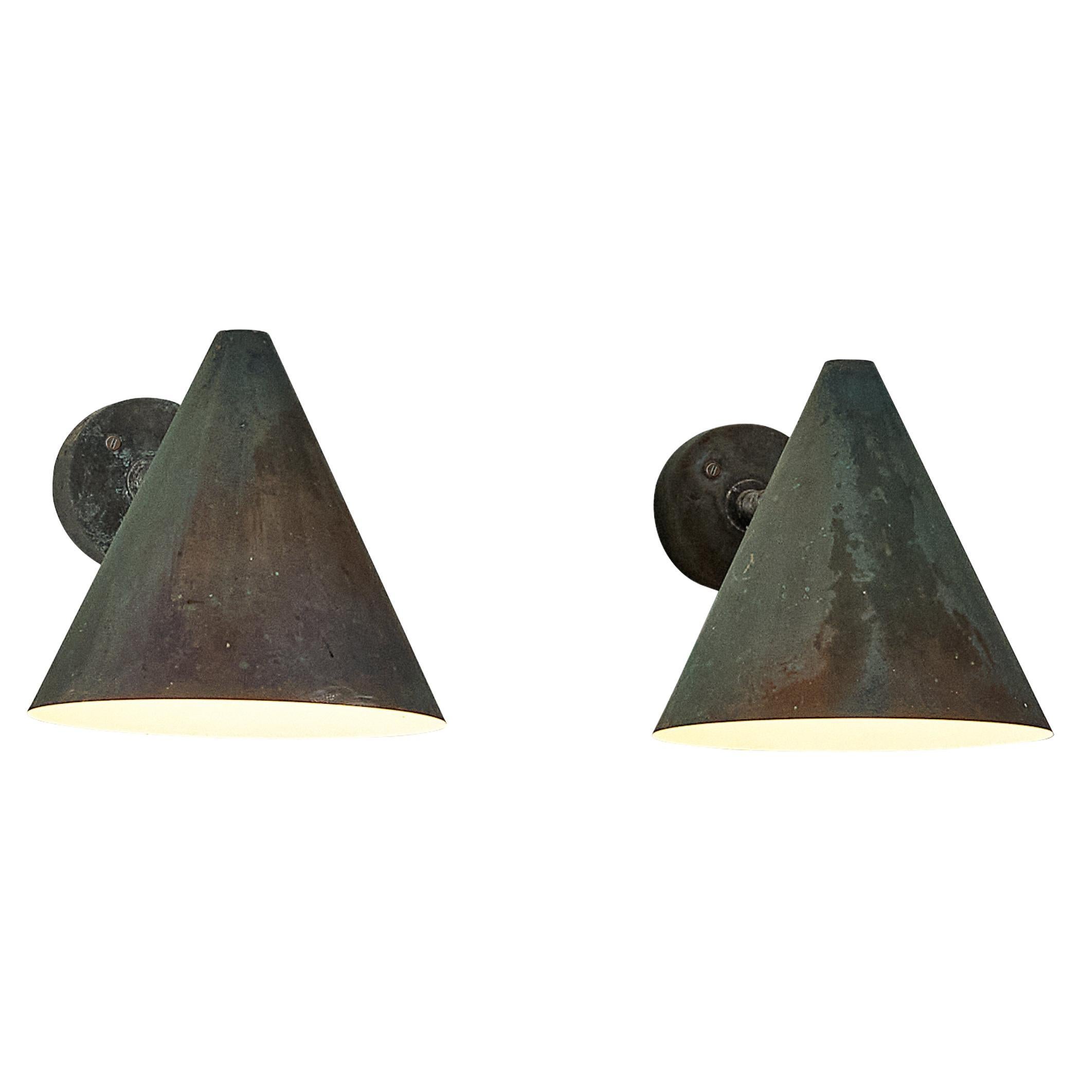  Hans-Agne Jakobsson 'Tratten' Wall Lights in Patinated Copper 