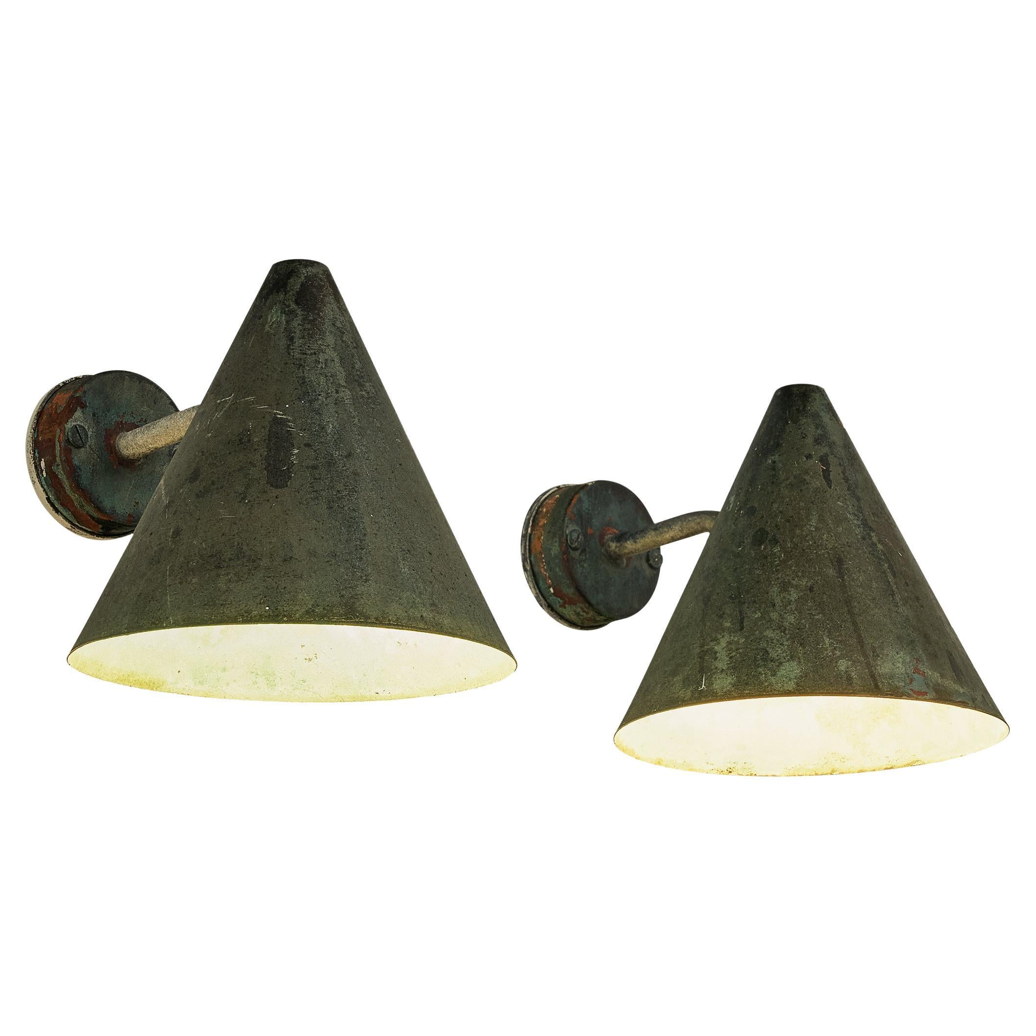  Hans-Agne Jakobsson 'Tratten' Wall Lights in Patinated Copper 