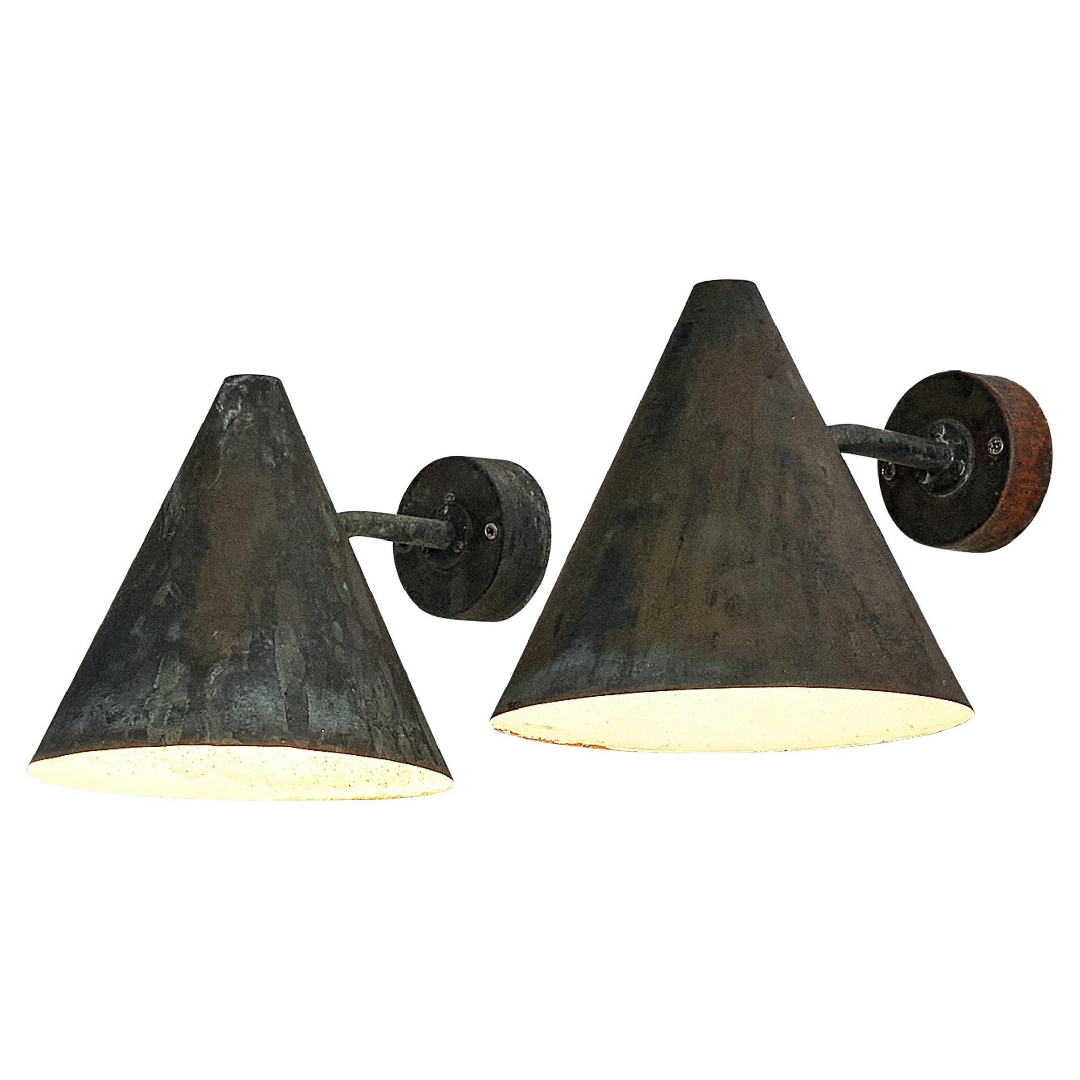 Hans-Agne Jakobsson 'Tratten' Wall Lights in Patinated Copper  For Sale