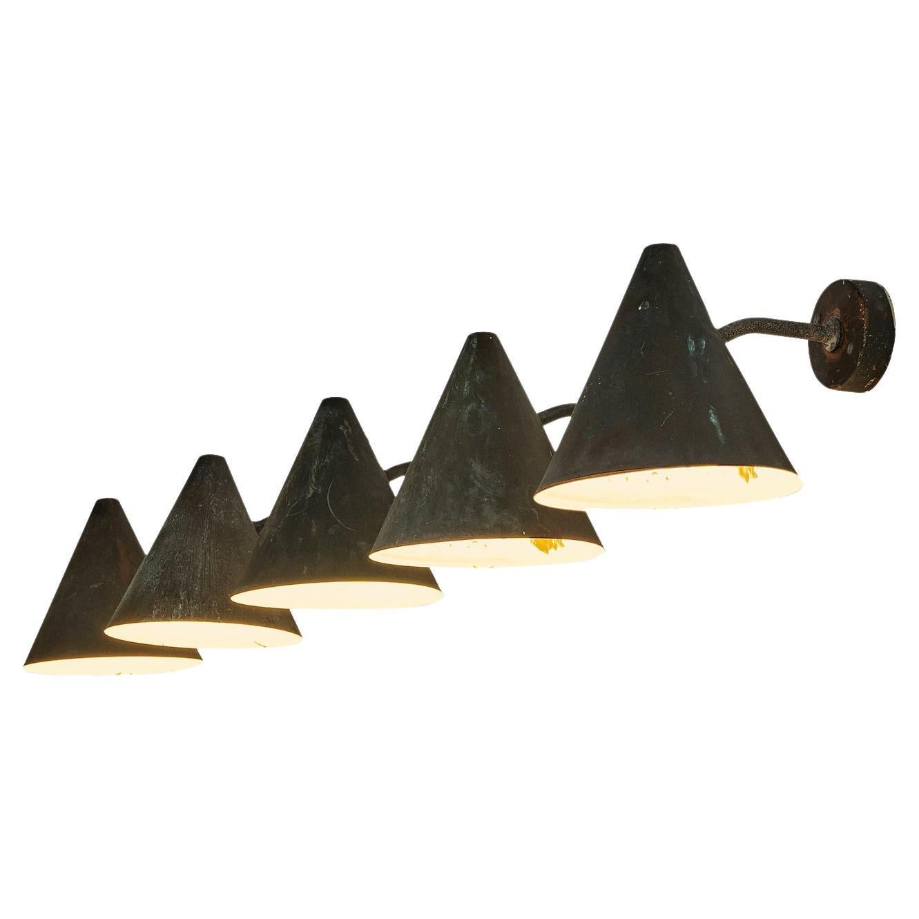  Hans-Agne Jakobsson 'Tratten' Wall Lights in Patinated Copper For Sale