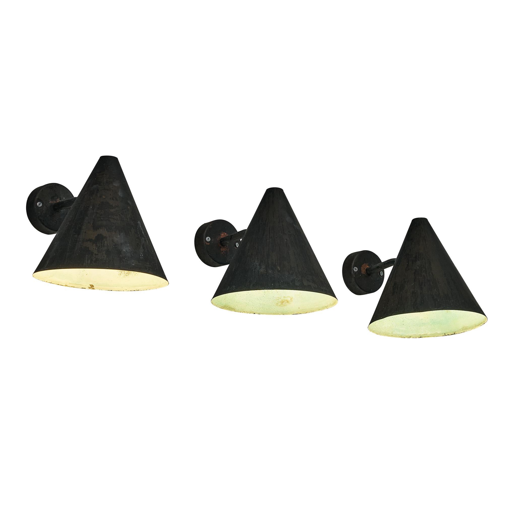 Hans-Agne Jakobsson 'Tratten' Wall Lights in Patinated Copper