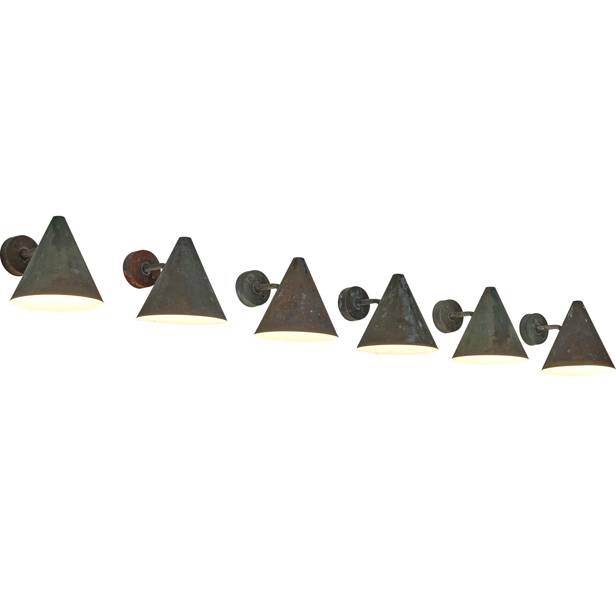 Hans-Agne Jakobsson 'Tratten' Wall Lights in Patinated Copper