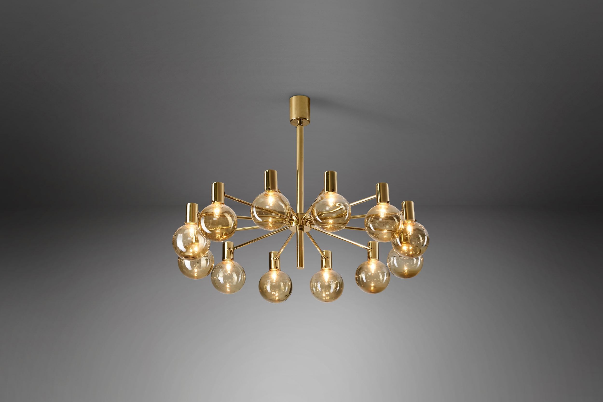 Swedish Hans-Agne Jakobsson Twelve-Light Chandelier, Sweden, 1950s For Sale