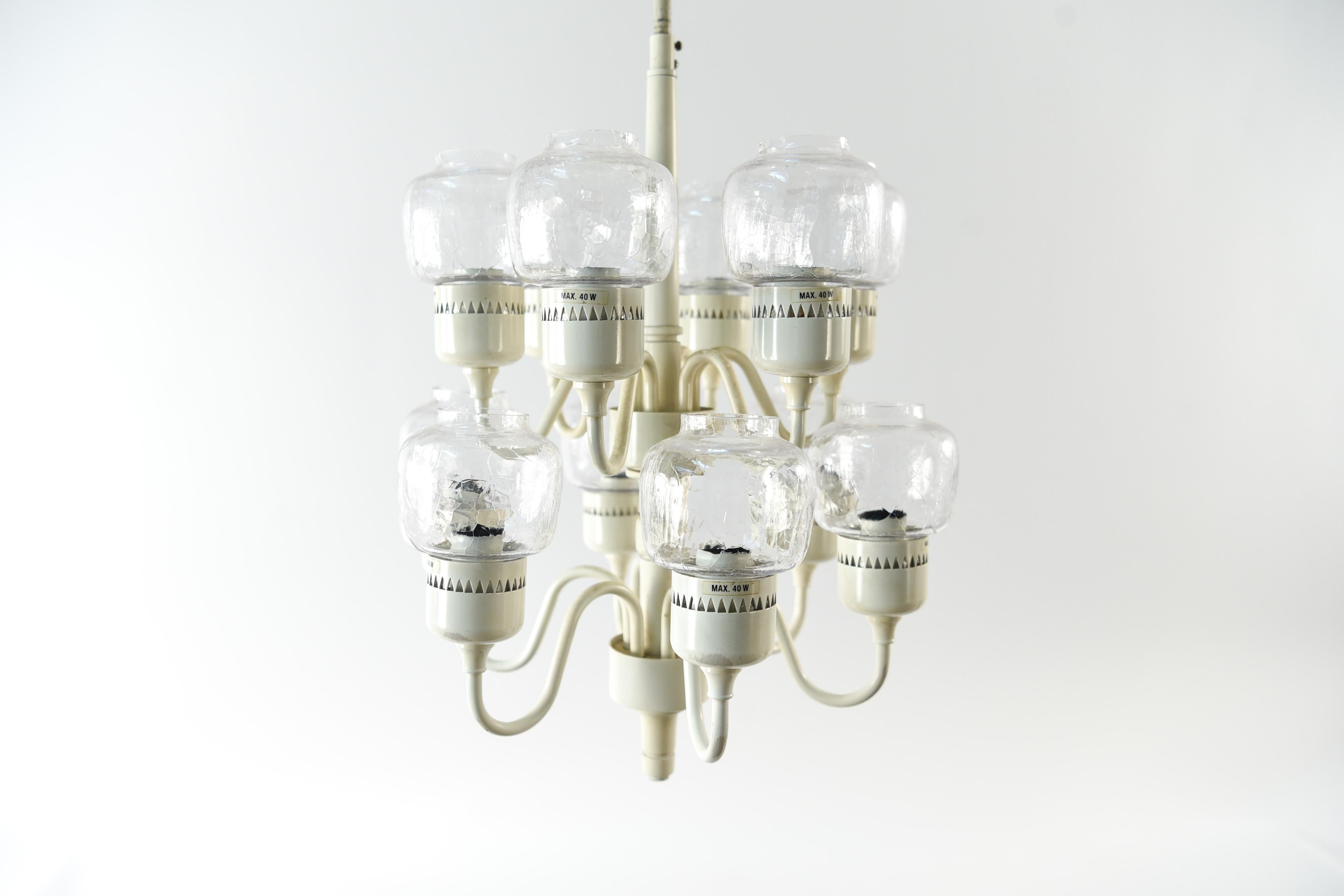 Hans Agne Jakobsson Two-Tier Hurricane Hanging Lamp with Clear Glass, 1960s 3