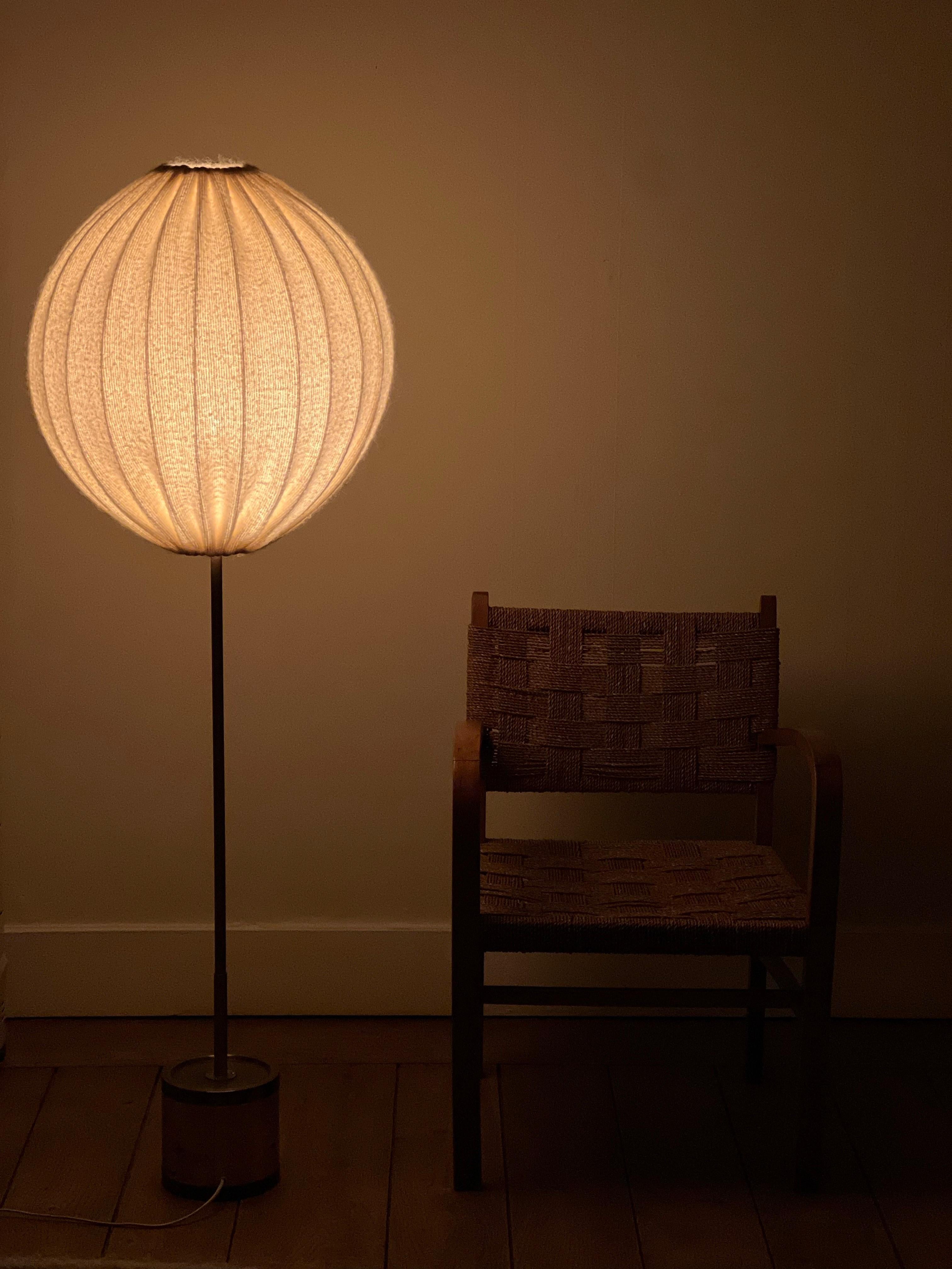 Hans Agne Jakobsson unique wool and Brass Floor Lamp new handcrafted shade 11