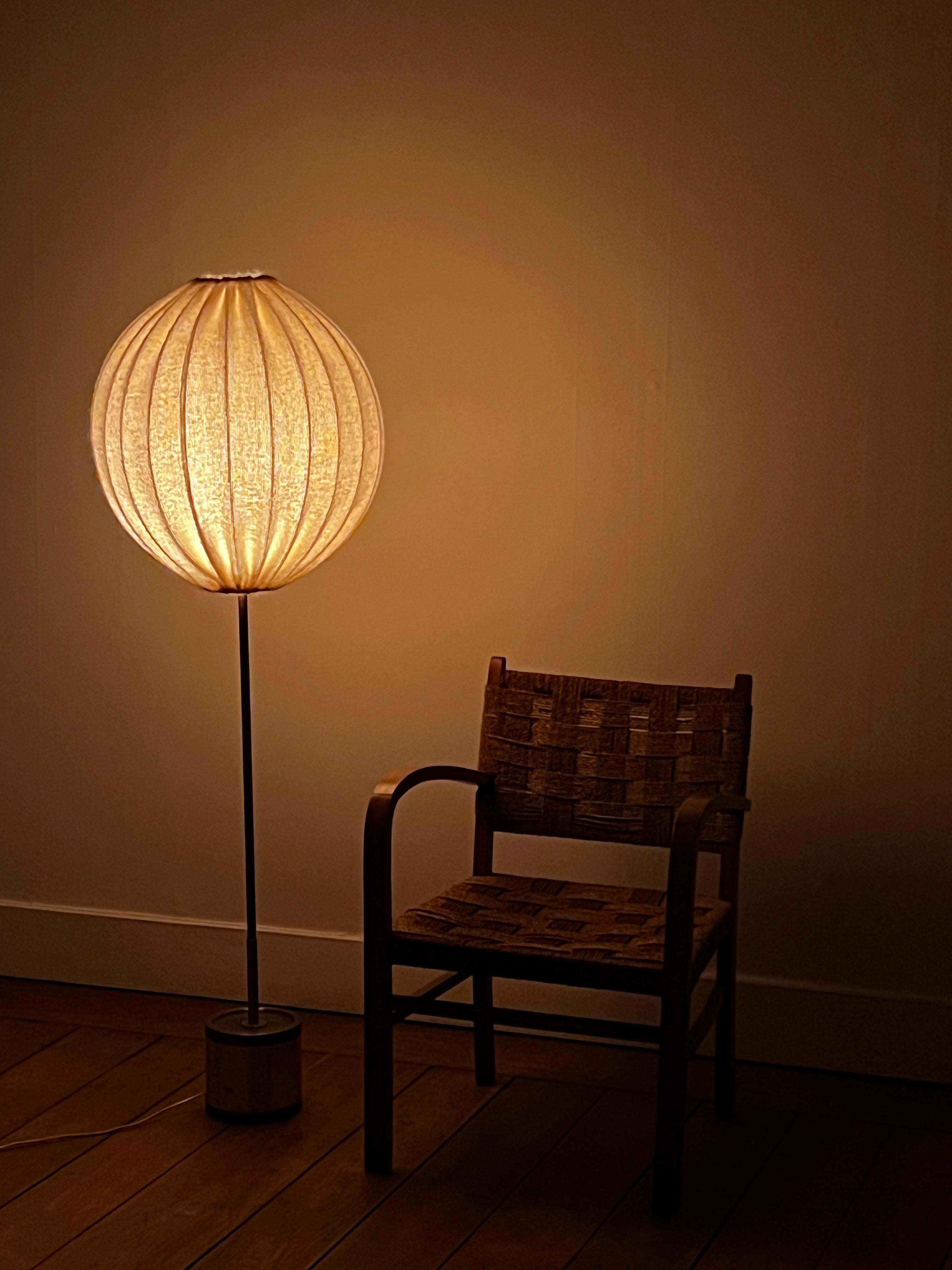 Hans Agne Jakobsson unique wool and Brass Floor Lamp new handcrafted shade 12